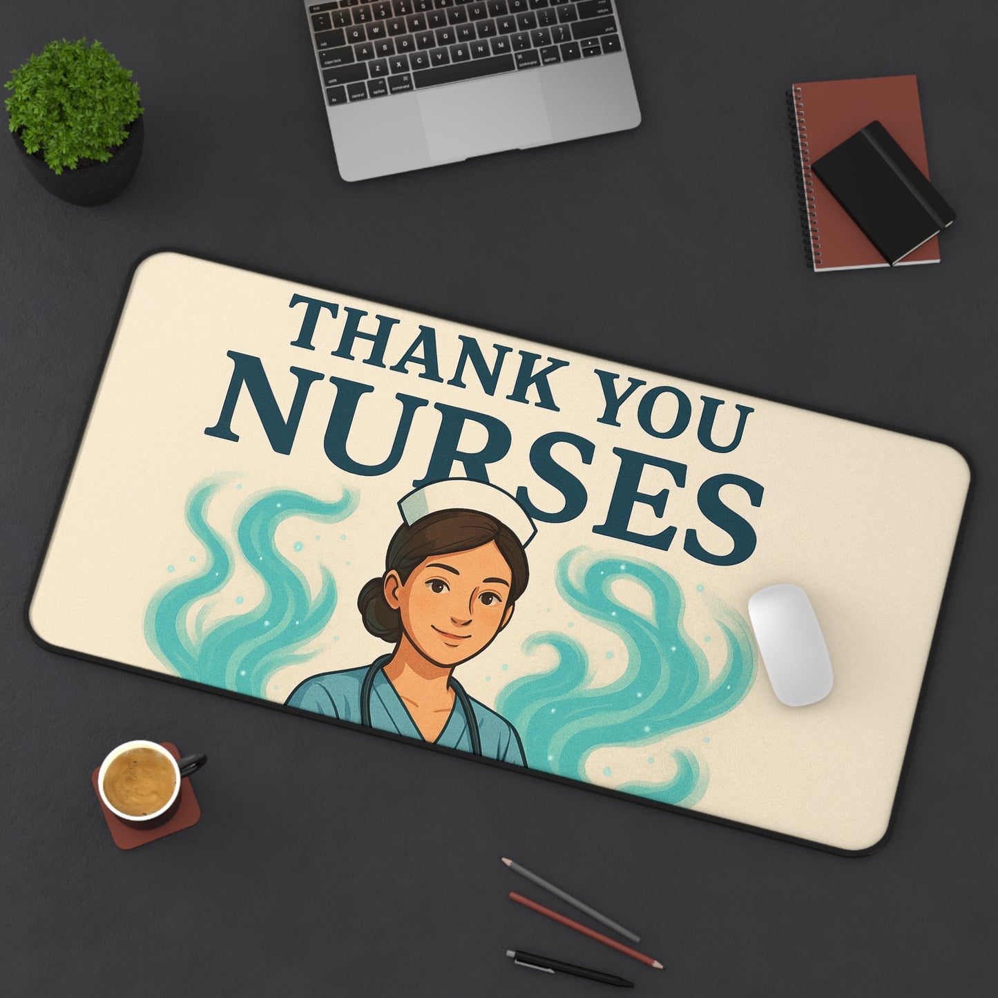 Thank You Nurses Desk Mat - Gift for Healthcare Workers, Nurse Appreciation, Office Decor, Motivational Gift, Nursing Student Essentials