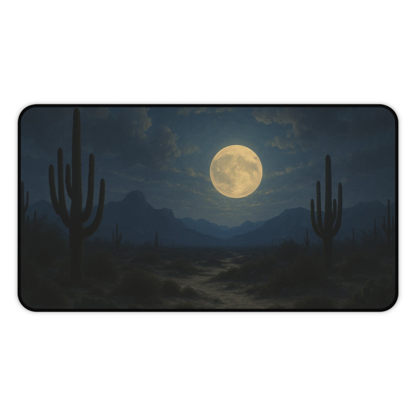 Desert Moon Desk Mat, Mystical Cactus Desk Pad, Home Office Decor, Personalized Gift for Nature Lovers, Elegant Workspace Accessory