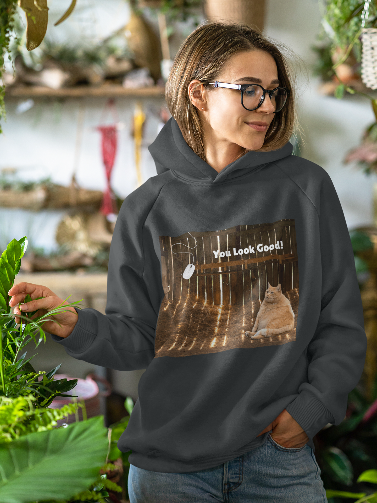 Cozy Cat Vibes Hoodie - You Look Good Unisex Sweatshirt