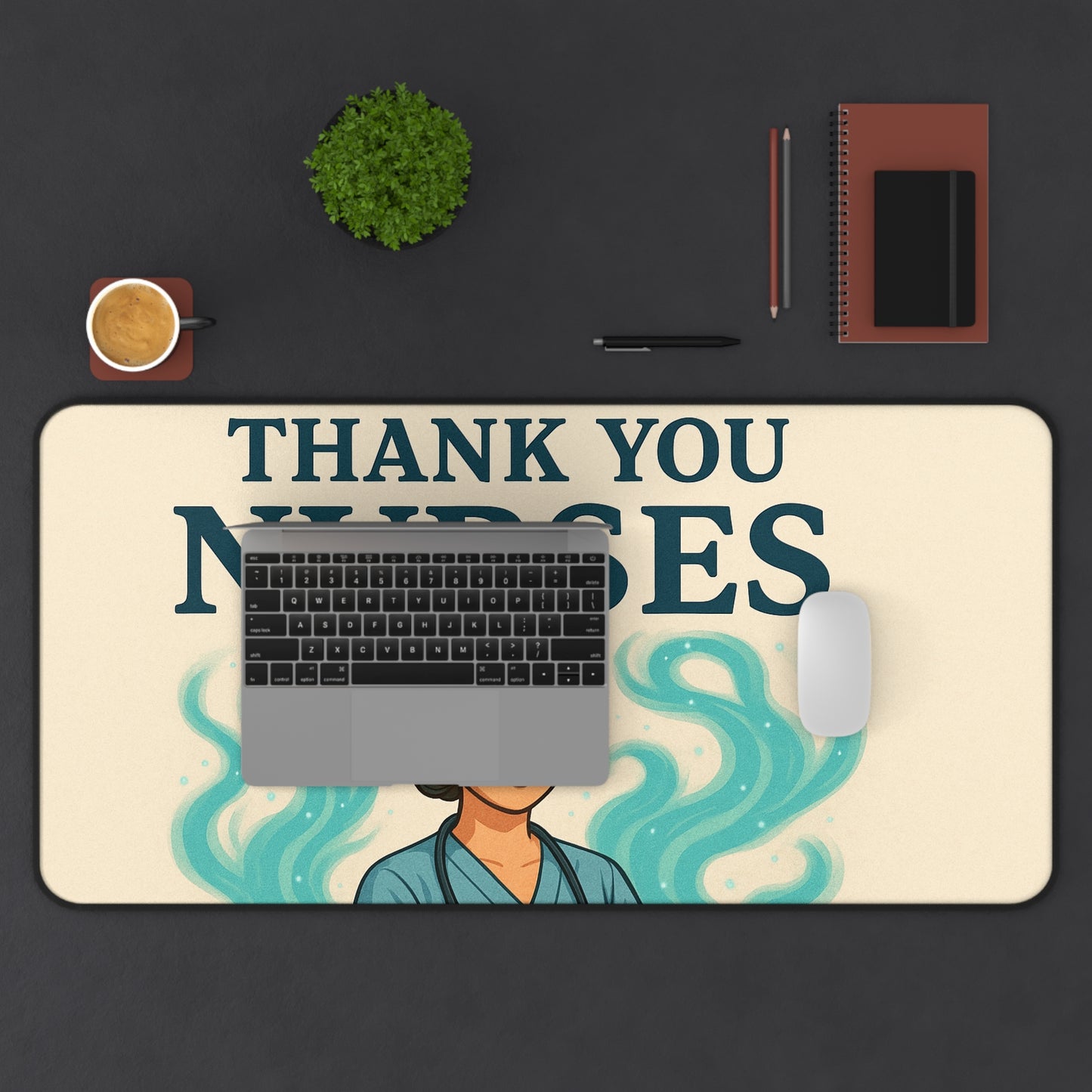 Thank You Nurses Desk Mat - Gift for Healthcare Workers, Nurse Appreciation, Office Decor, Motivational Gift, Nursing Student Essentials