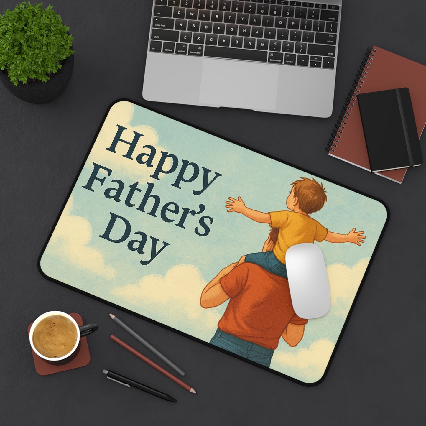 Happy Fathers Day Desk Mat, Personalized Desk Accessories, Office Gifts for Dads, Home Office Decor, Unique Fathers Day Gift