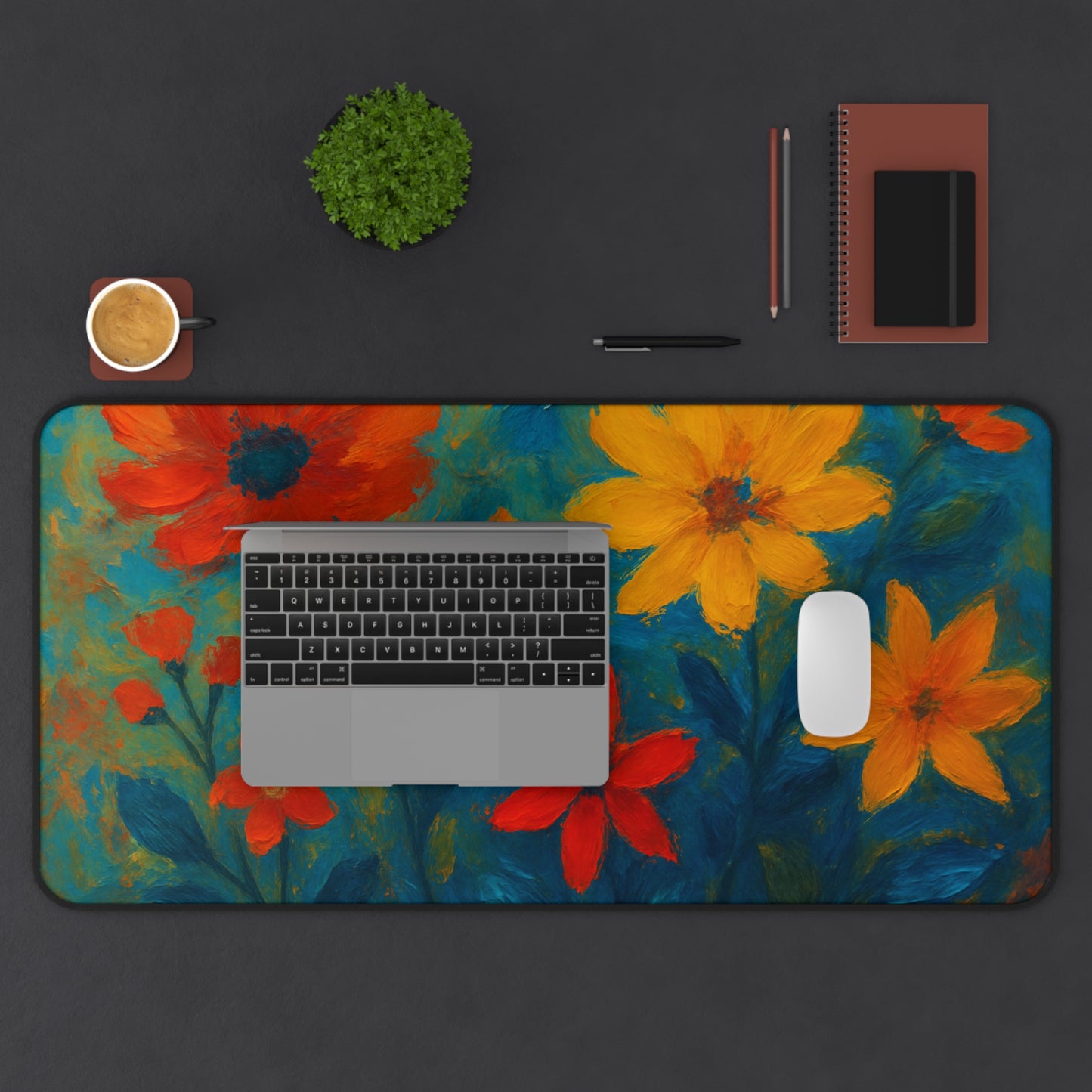 Floral Desk Mat - Vibrant Office Decor for Students & Professionals, Bright Workstation Gift, Home Office Essentials