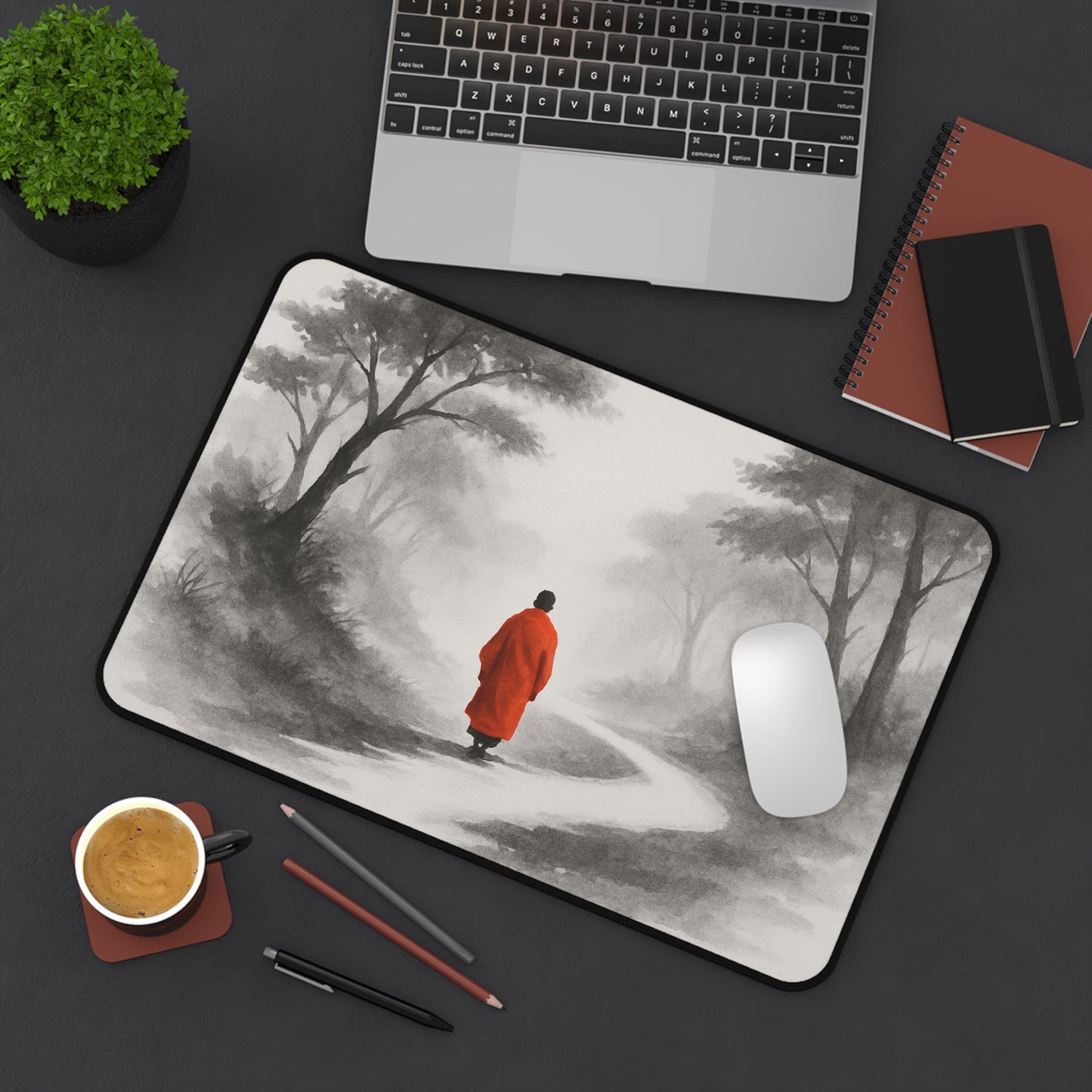 Peaceful Landscape Desk Mat, Meditation Desk Accessory, Office Decor, Zen Yoga Gift, Calm Workspace, Perfect for Mindfulness