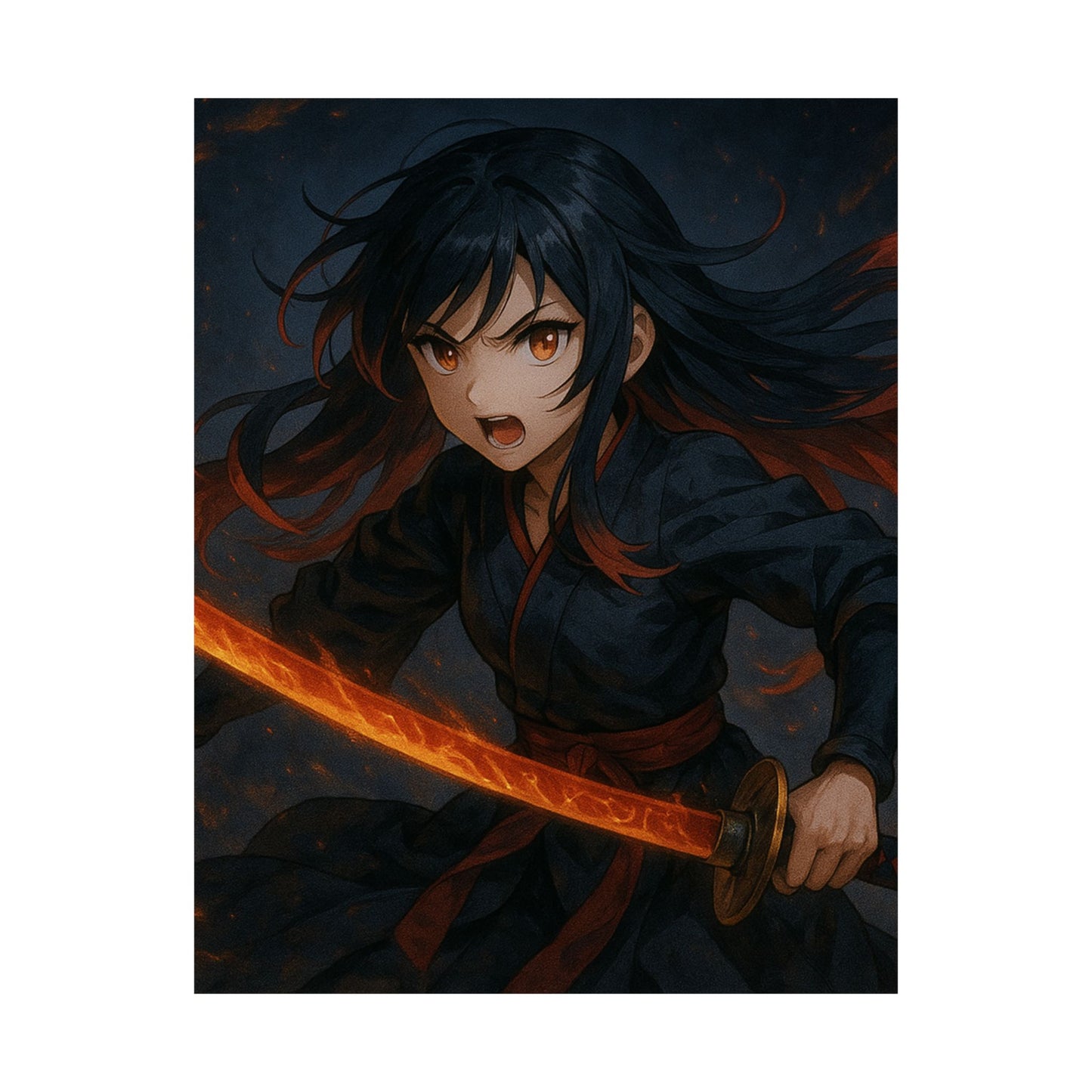 Dynamic Anime Art Satin Poster, Bold Artwork, Manga Decor Wall Art, Unique Gift for Fans, Room Aesthetic