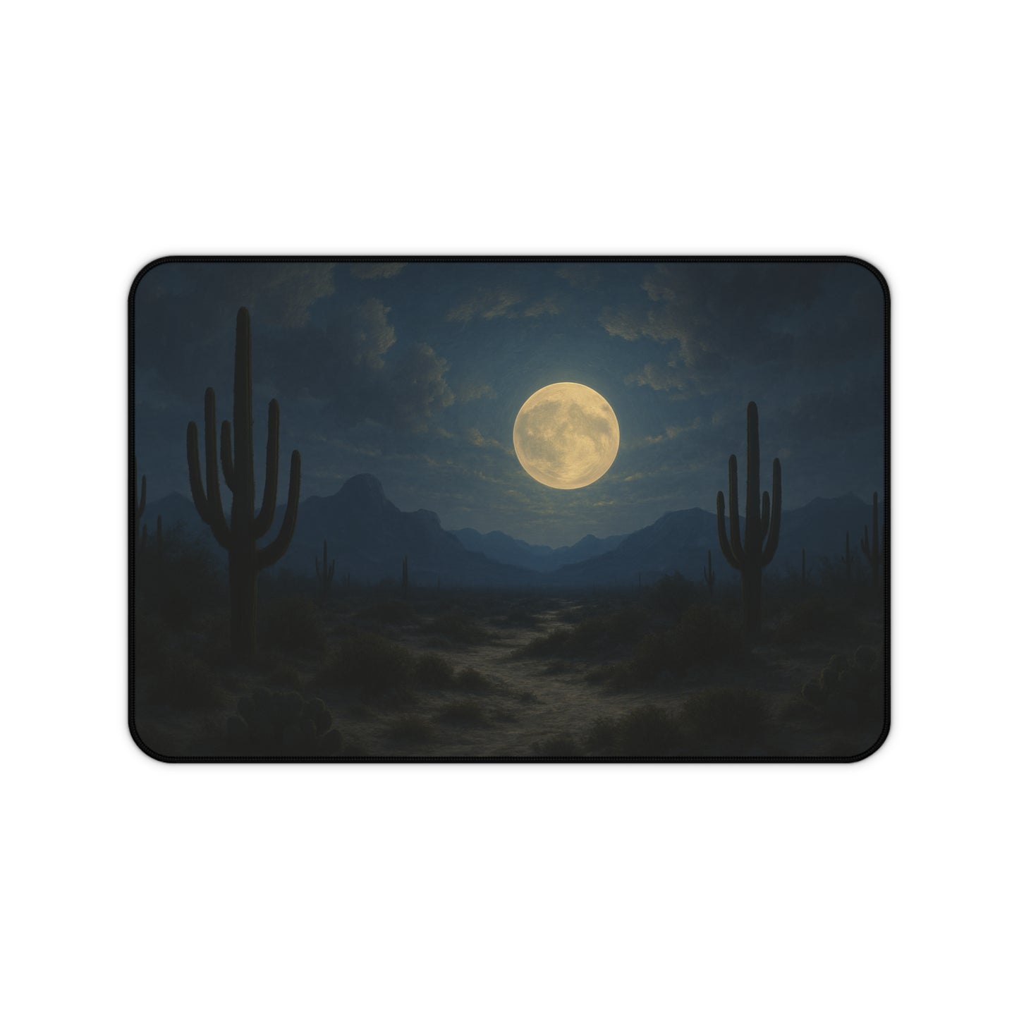Desert Moon Desk Mat, Mystical Cactus Desk Pad, Home Office Decor, Personalized Gift for Nature Lovers, Elegant Workspace Accessory