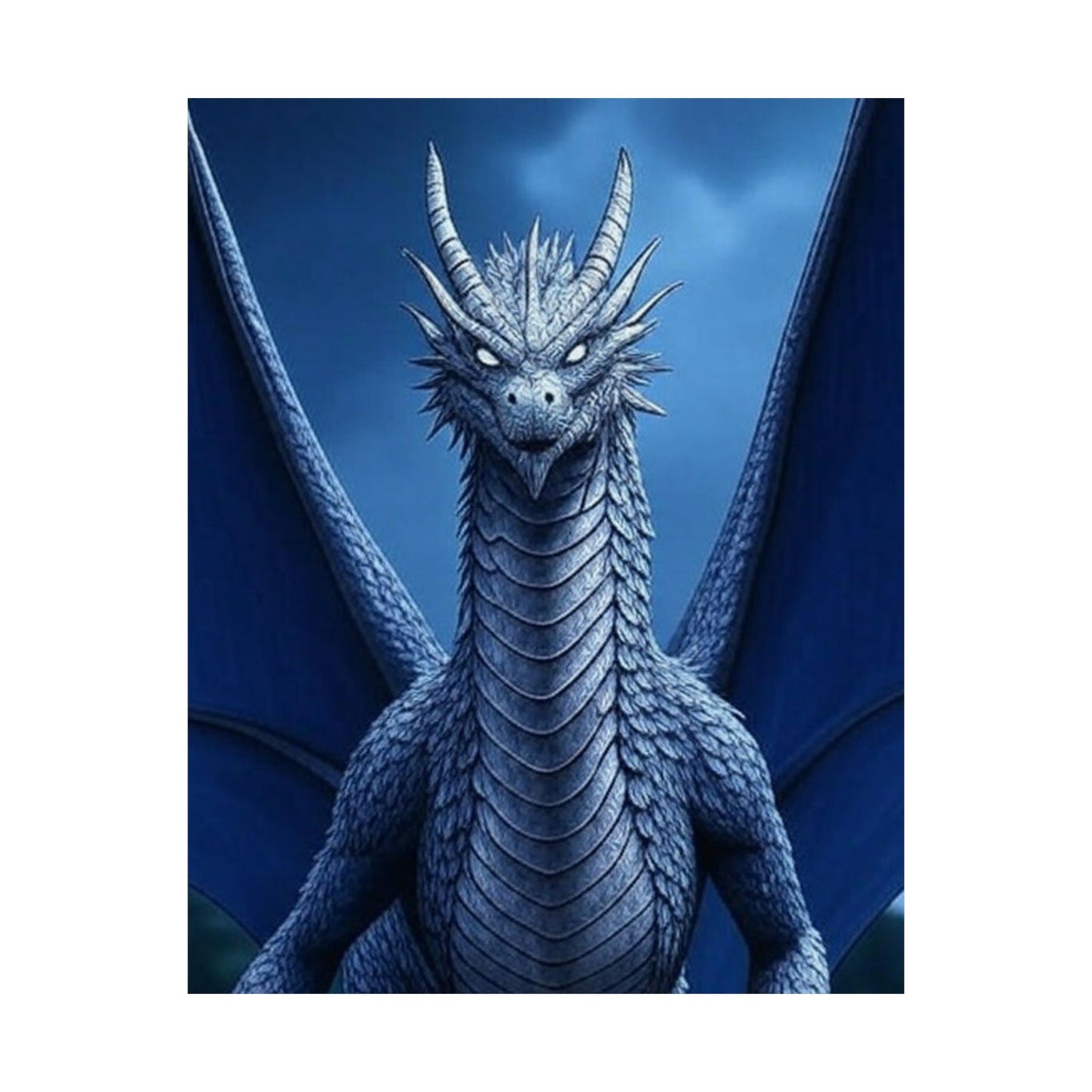 Dragon Wall Art, Matte Vertical Posters, Fantasy Home Decor, Unique Blue Dragon Art Print, Gift for Fantasy Lovers, Poster Prints, Wall