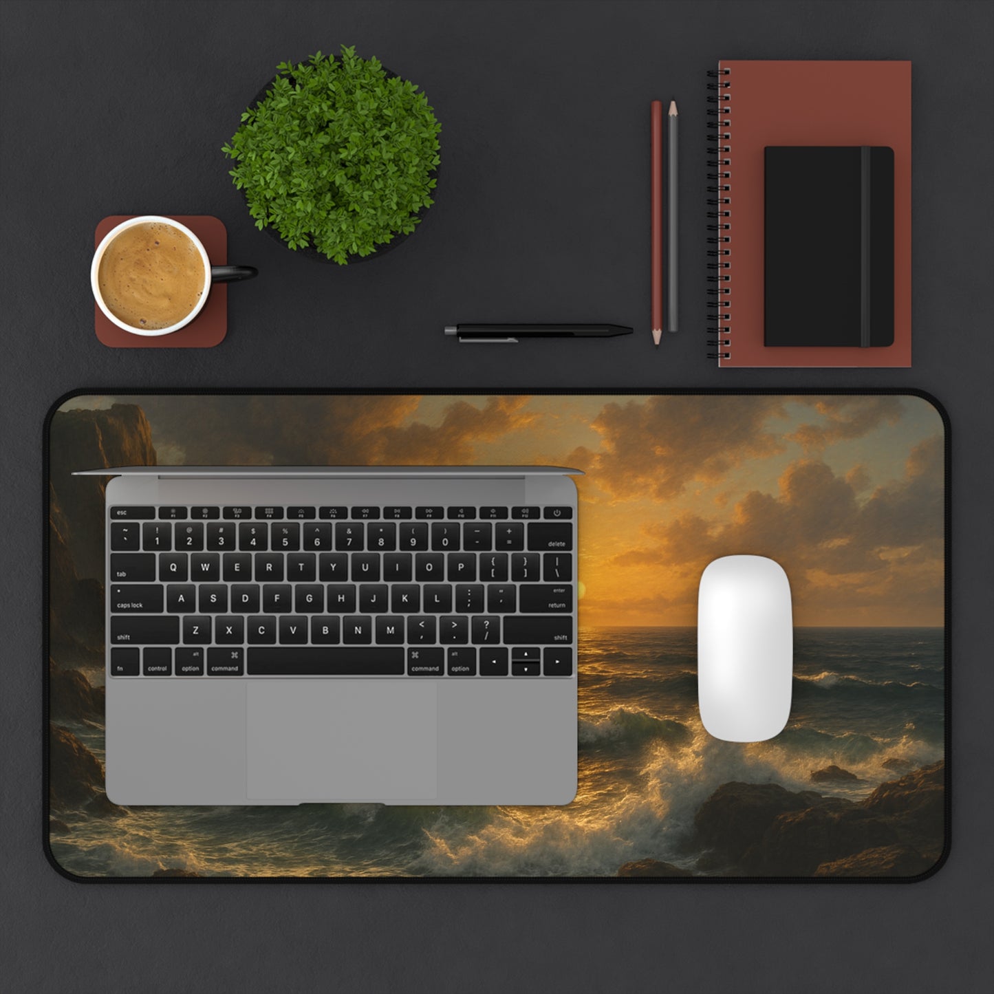 Coastal Sunset Desk Mat, Ocean Theme Mouse Pad, Office Decor, Gift for Beach Lovers, Home Office Accessory, Nautical Decor