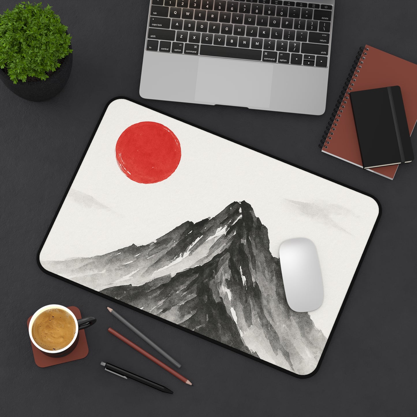 Mountain Sunrise Desk Mat, Minimalist Office Decor, Eco-Friendly Desk Accessory, Gift for Nature Lovers, Fun Workspace Ideas