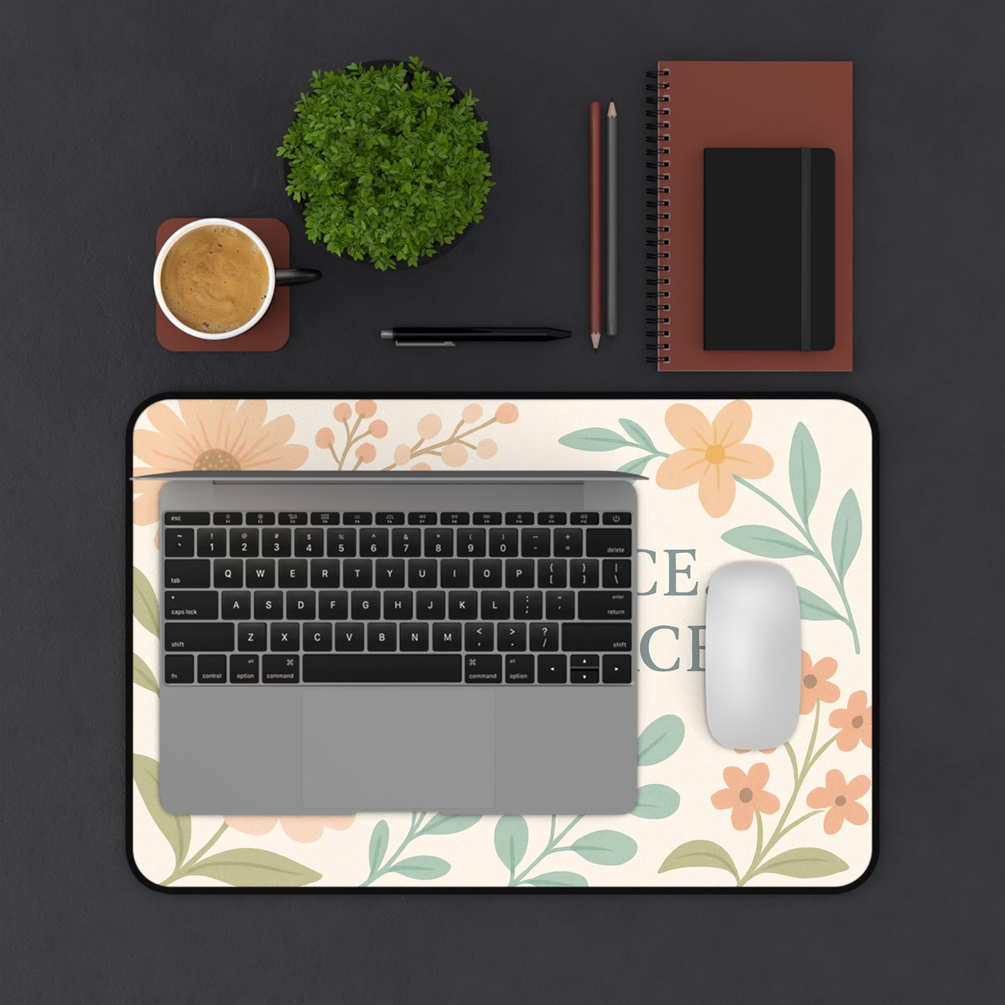 Floral Desk Mat - "Hold Space, Offer Grace" - Office Decor, Gift for Home, Inspirational Workspace, Motivational Desk Accessory, Mother's