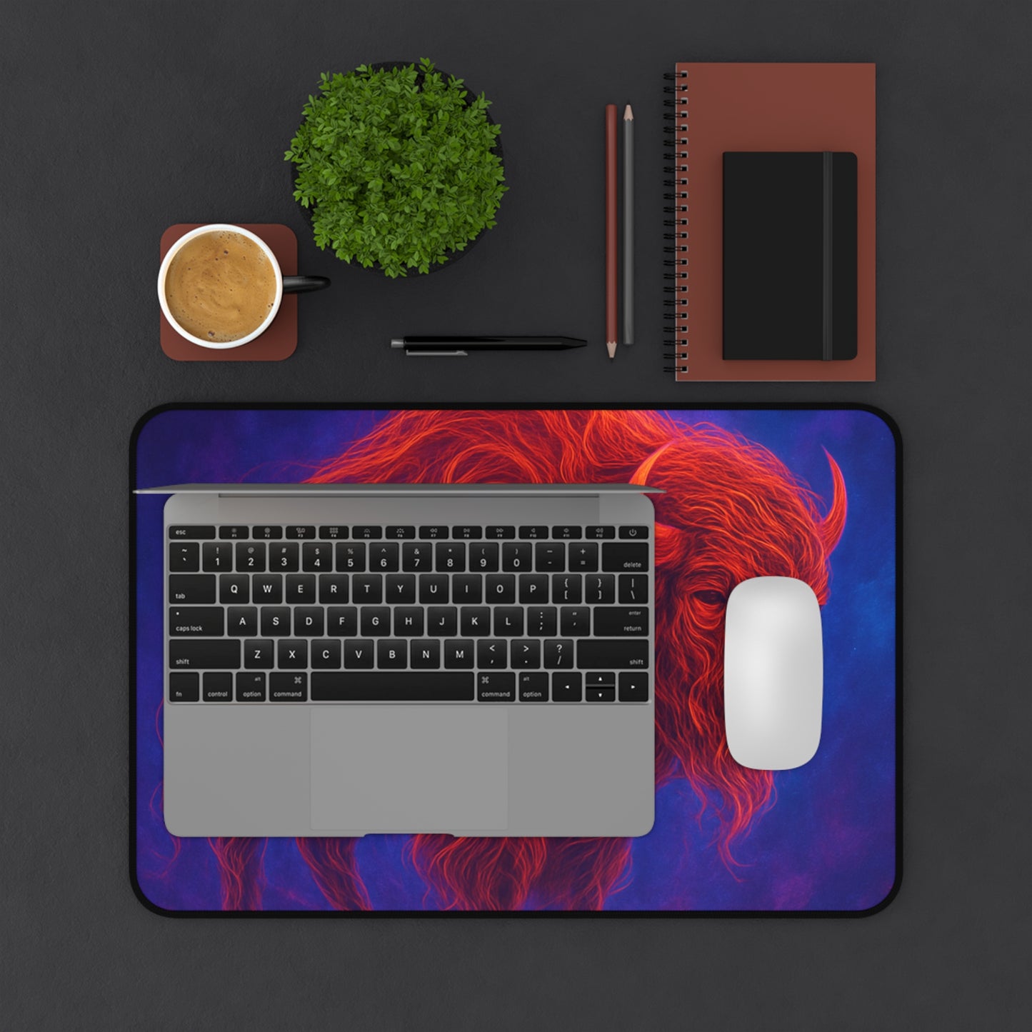 Vibrant Buffalo Desk Mat - Artistic Office Decor for Nature Lovers