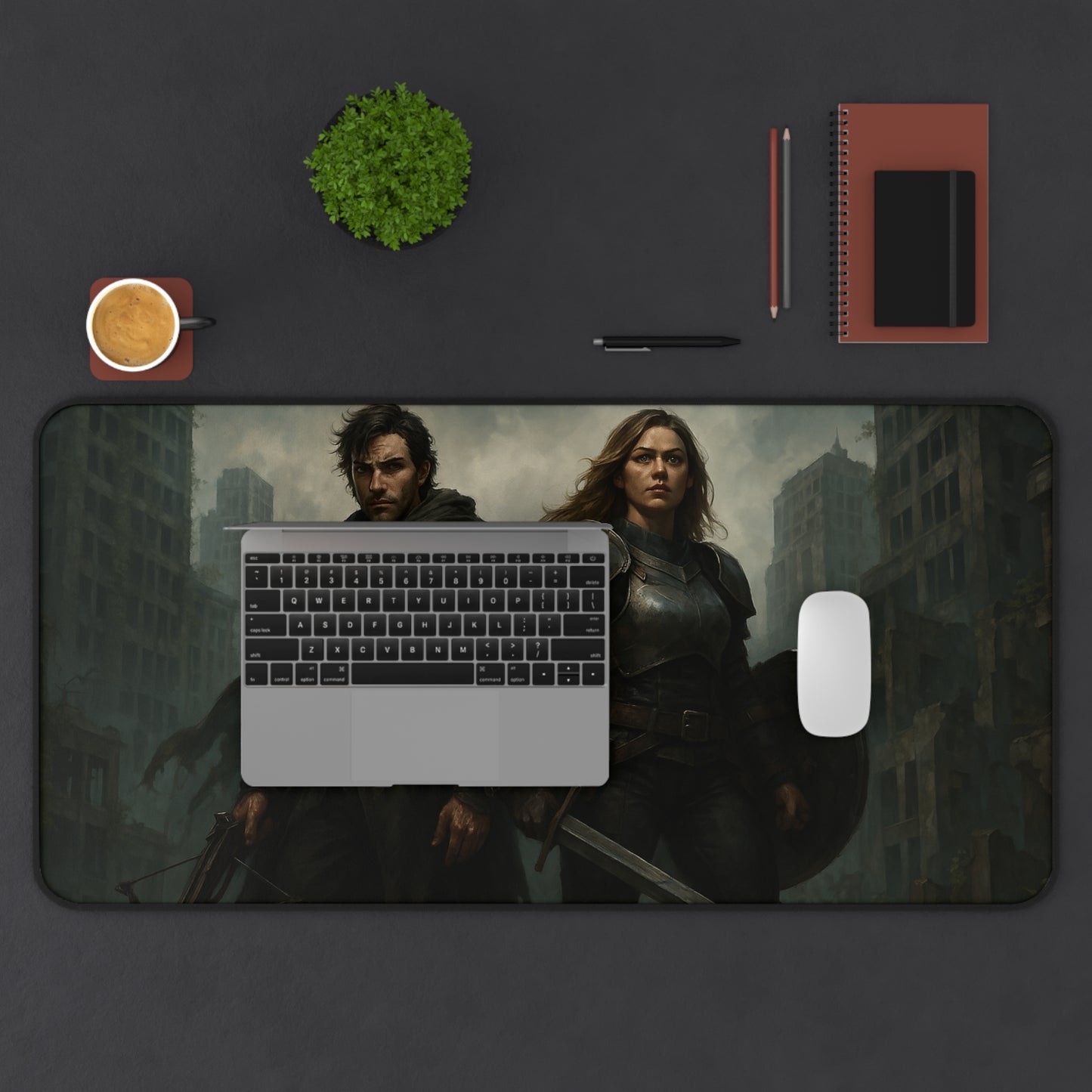 Epic Warrior-Themed Desk Mat – Premium Non-Slip Gaming & Work Surface