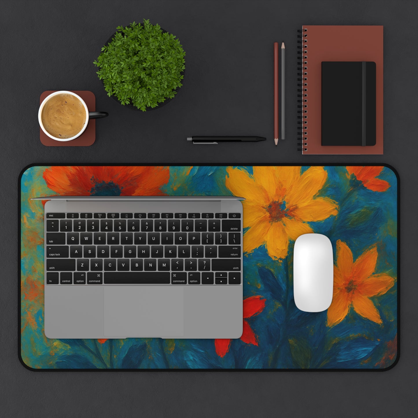 Floral Desk Mat - Vibrant Office Decor for Students & Professionals, Bright Workstation Gift, Home Office Essentials
