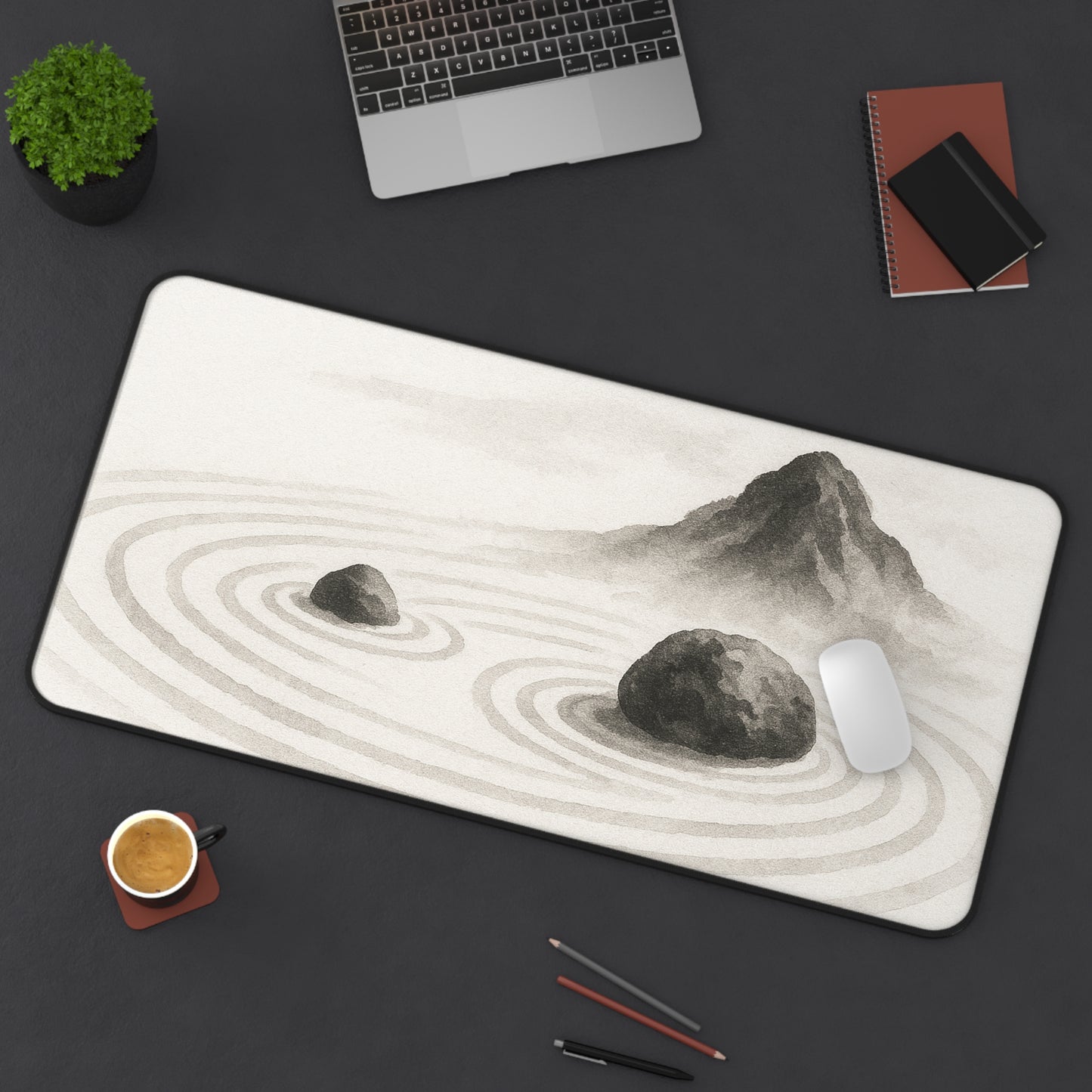 Zen Landscape Desk Mat, Meditation Office Decor, Japanese Inspired Desk Pad, Workspace Essentials, Gift for Home Office