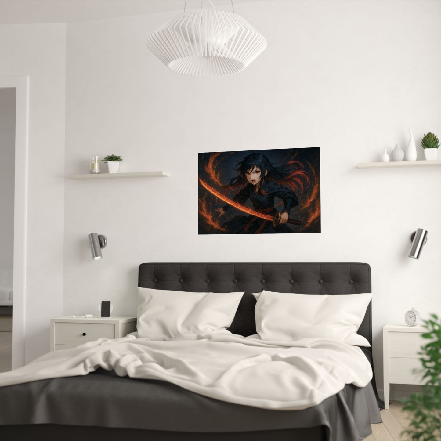 Dynamic Anime Art Satin Poster, Bold Artwork, Manga Decor Wall Art, Unique Gift for Fans, Room Aesthetic