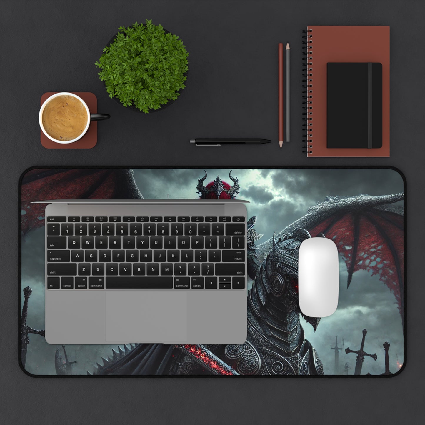 “Dark Empress of the Void” Premium Desk Mat – Epic Fantasy Dragon Knight Design