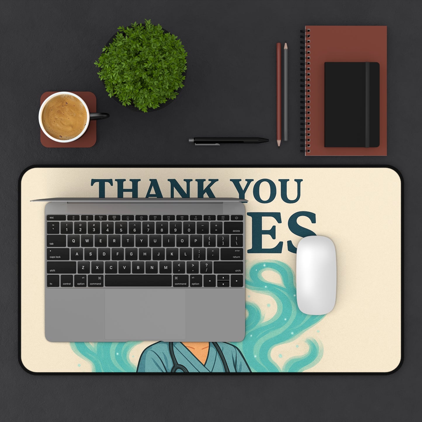 Thank You Nurses Desk Mat - Gift for Healthcare Workers, Nurse Appreciation, Office Decor, Motivational Gift, Nursing Student Essentials