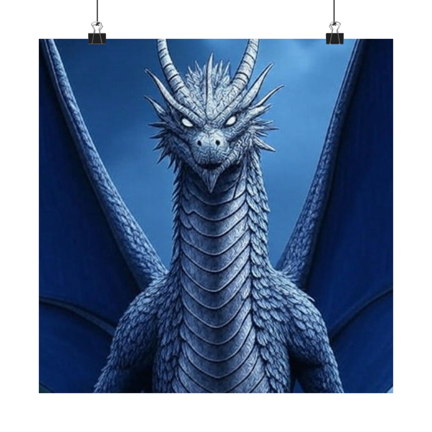 Dragon Wall Art, Matte Vertical Posters, Fantasy Home Decor, Unique Blue Dragon Art Print, Gift for Fantasy Lovers, Poster Prints, Wall