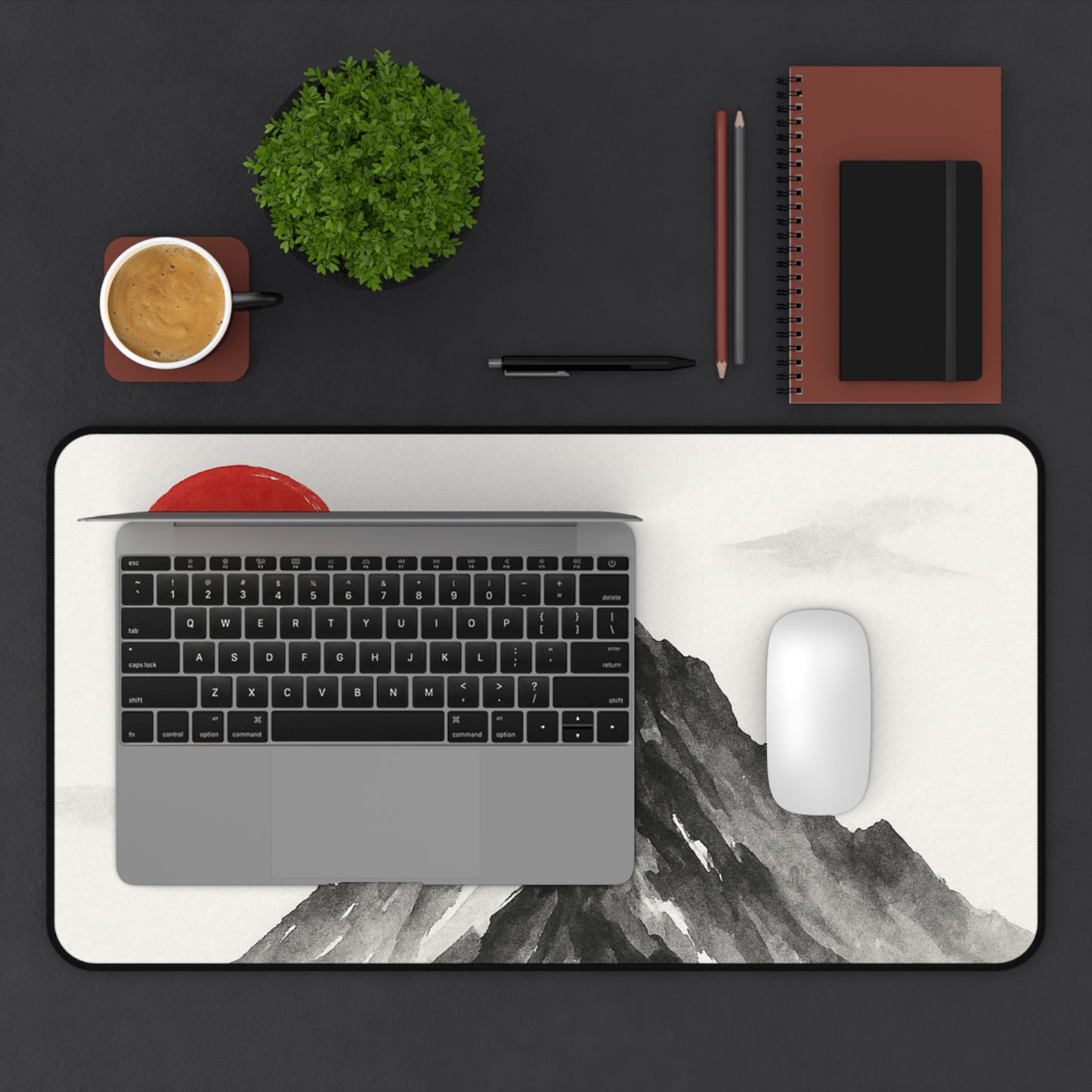 Mountain Sunrise Desk Mat, Minimalist Office Decor, Eco-Friendly Desk Accessory, Gift for Nature Lovers, Fun Workspace Ideas