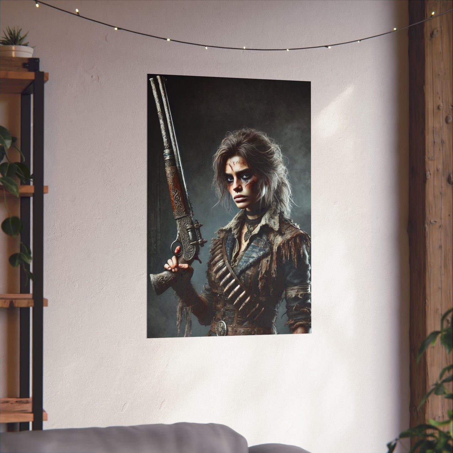 Vertical Poster - Fierce Gun-Wielding Warrior Art
