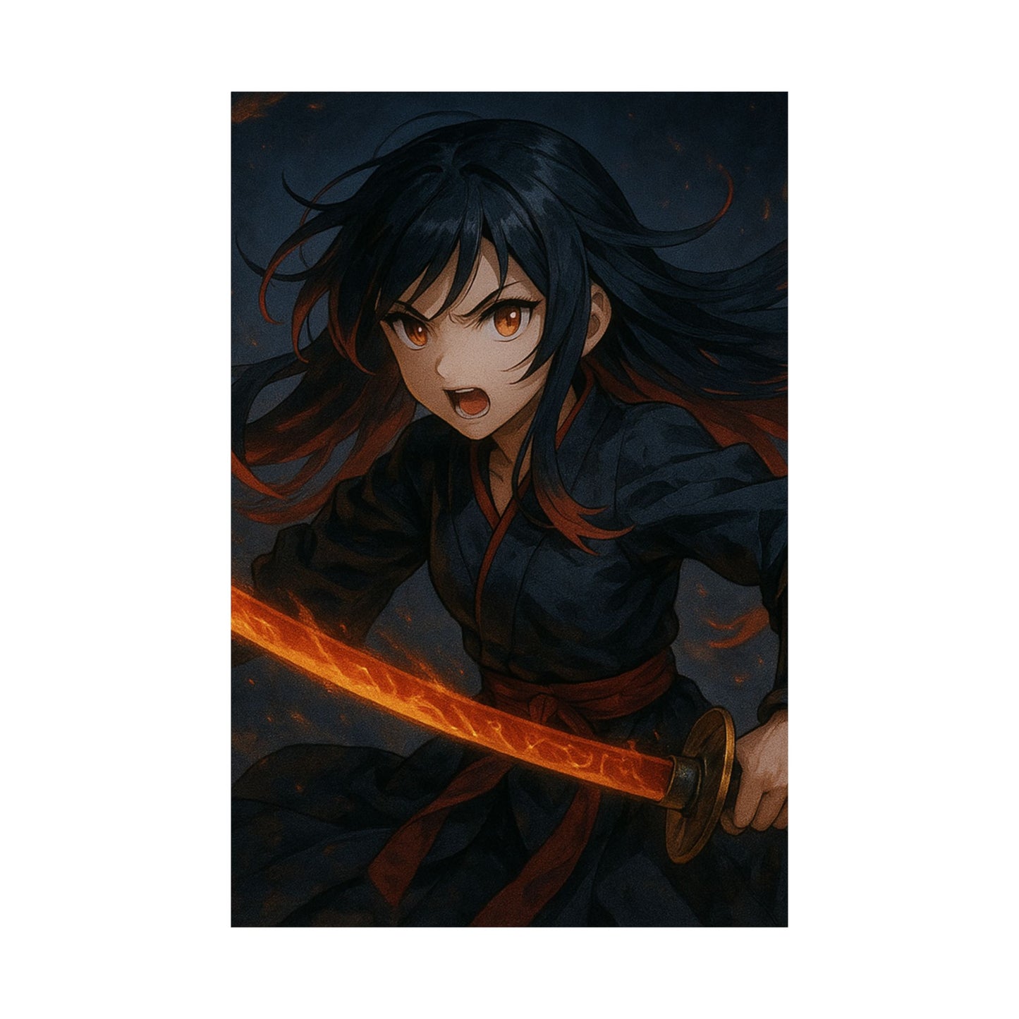 Dynamic Anime Art Satin Poster, Bold Artwork, Manga Decor Wall Art, Unique Gift for Fans, Room Aesthetic