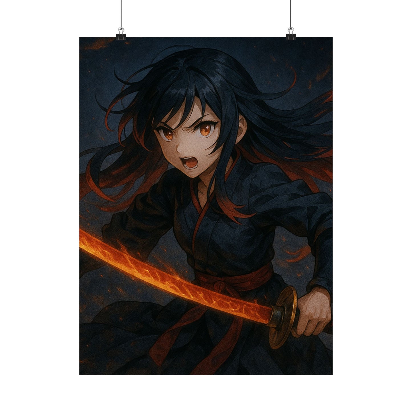 Dynamic Anime Art Satin Poster, Bold Artwork, Manga Decor Wall Art, Unique Gift for Fans, Room Aesthetic