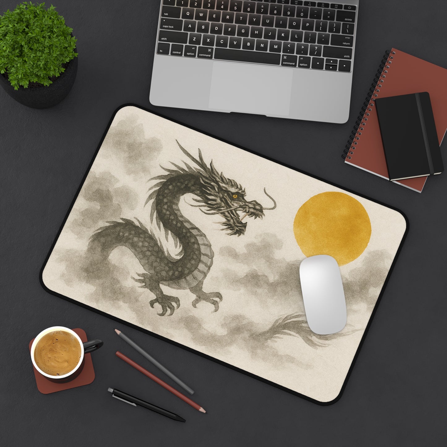Elegant Dragon Desk Mat - Stylish Home Office Décor, Gaming Mat, Thoughtful Gift for Gamers & Professionals, Asian Aesthetic