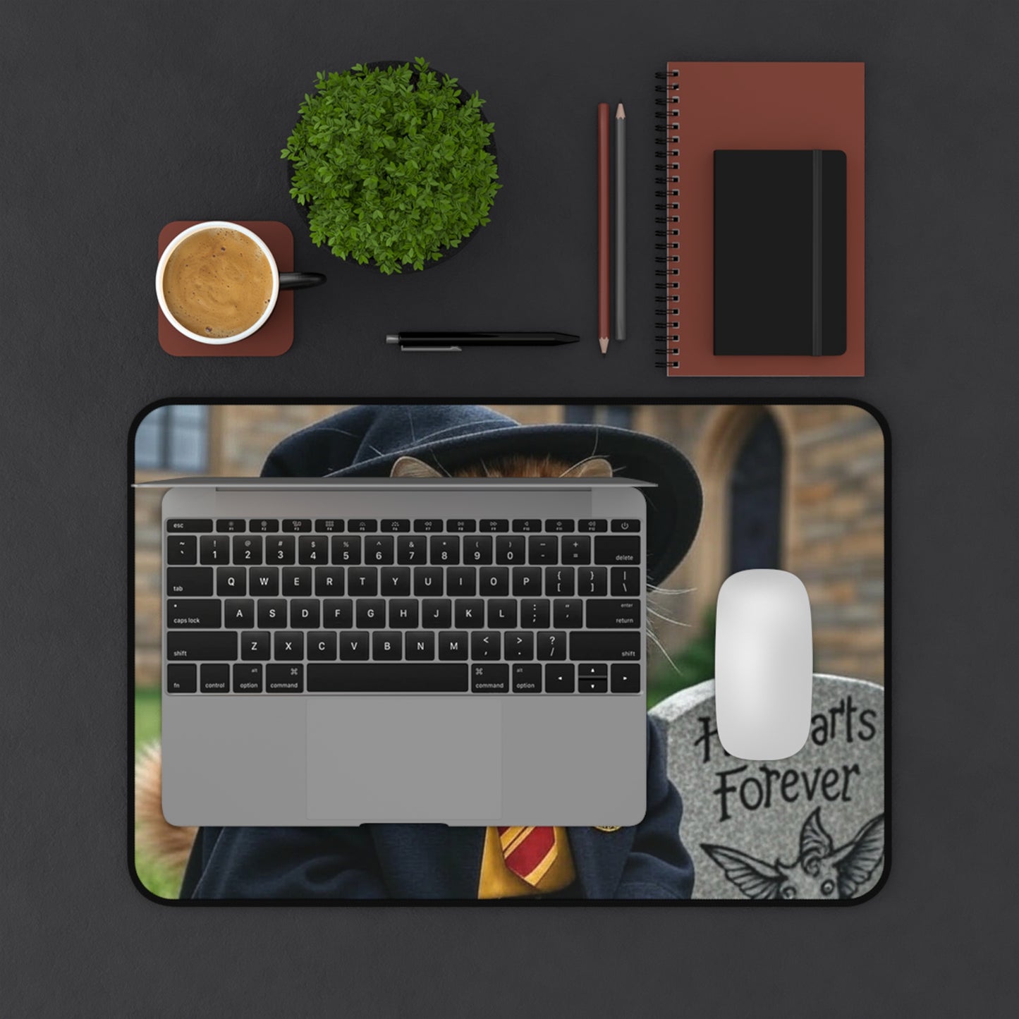 Magical Cat Desk Mat, Hogwarts Forever Mouse Pad, Office Decor for Cat Lovers, Unique Gift for Students, Gamer Accessories, Fun Home Office
