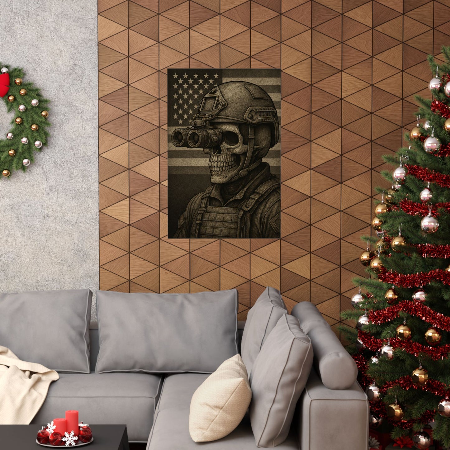 Silent Sentinel – Military Skull with Night Vision Matte Poster