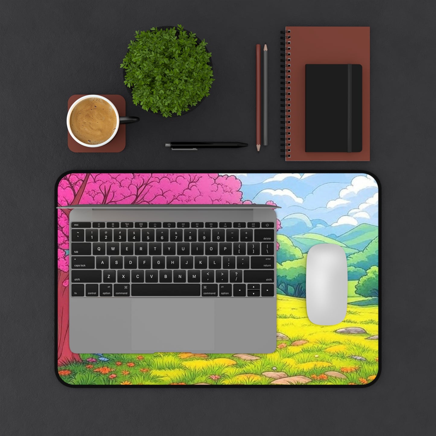 Desk Mat - Blossoming Serenity - Vibrant Nature Design for Home Office