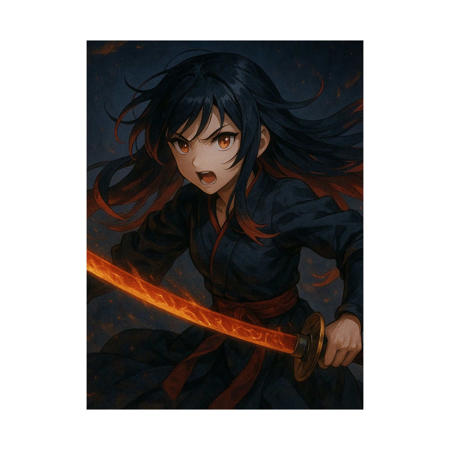 Dynamic Anime Art Satin Poster, Bold Artwork, Manga Decor Wall Art, Unique Gift for Fans, Room Aesthetic