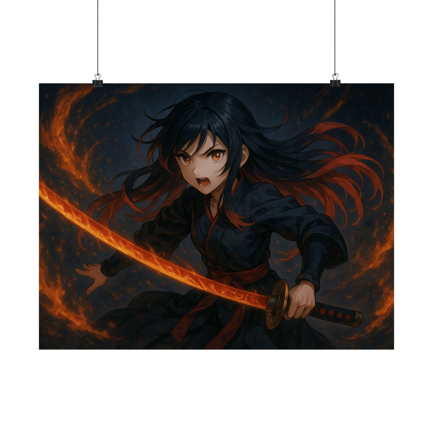 Dynamic Anime Art Satin Poster, Bold Artwork, Manga Decor Wall Art, Unique Gift for Fans, Room Aesthetic