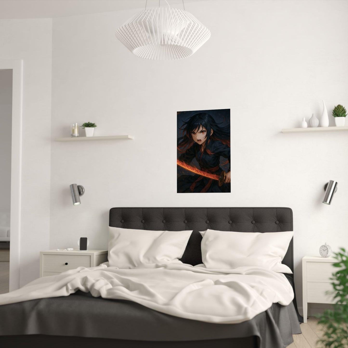 Dynamic Anime Art Satin Poster, Bold Artwork, Manga Decor Wall Art, Unique Gift for Fans, Room Aesthetic