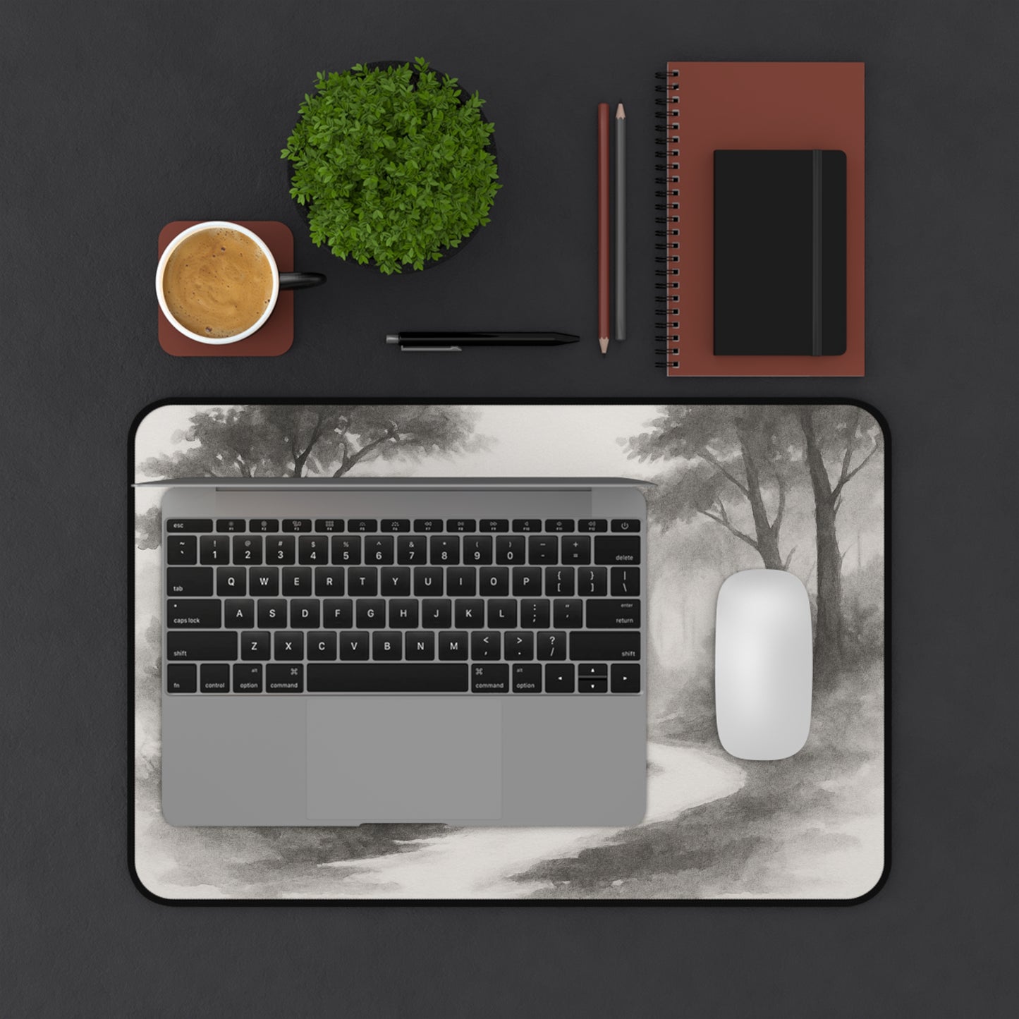 Peaceful Landscape Desk Mat, Meditation Desk Accessory, Office Decor, Zen Yoga Gift, Calm Workspace, Perfect for Mindfulness