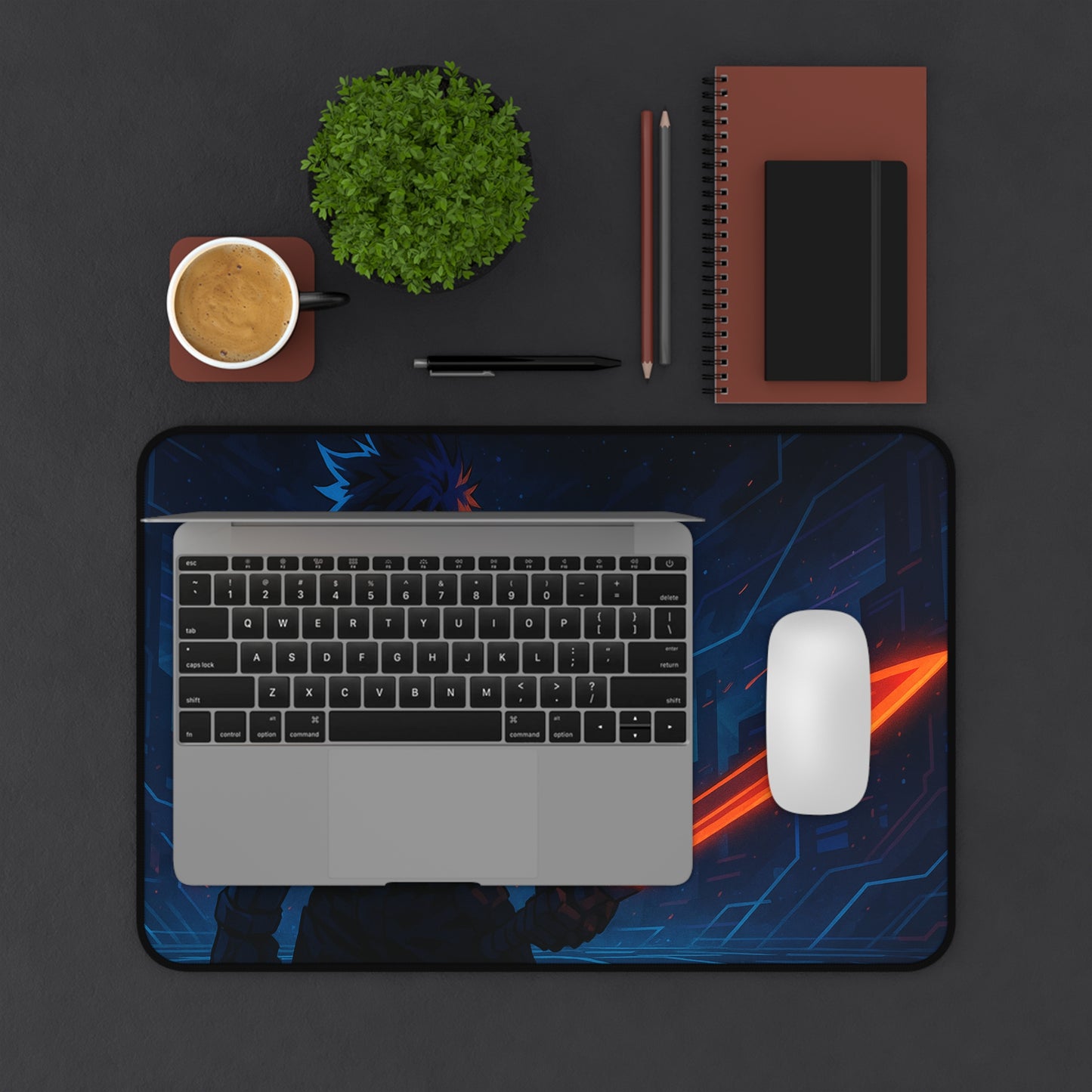 Futuristic Gamer Desk Mat, Cyberpunk Mouse Pad, Gaming Accessory, Office Decor, Gift for Gamers, Unique Desk Decor