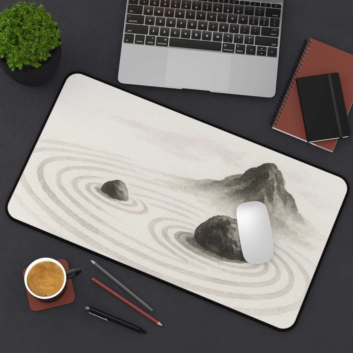 Zen Landscape Desk Mat, Meditation Office Decor, Japanese Inspired Desk Pad, Workspace Essentials, Gift for Home Office