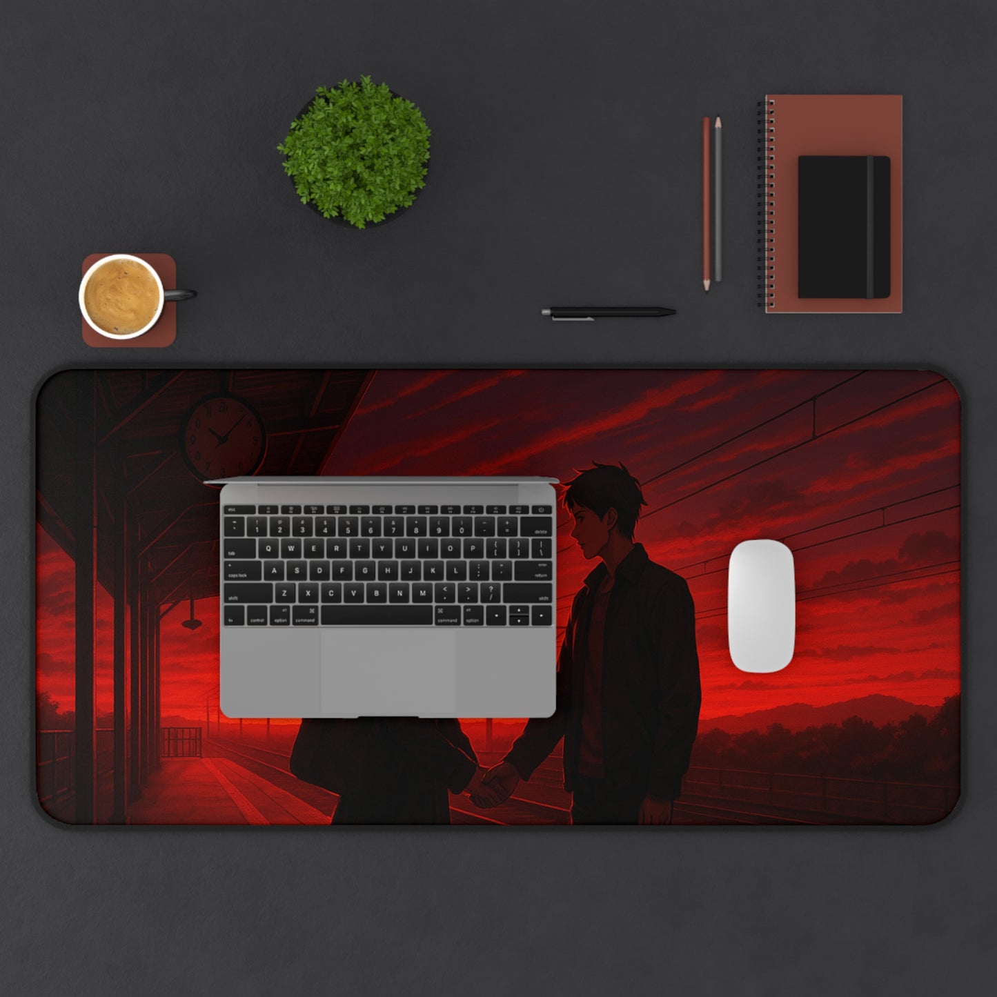 Anime Romantic Sunset Desk Mat, Perfect for Home Office, Gamer Setup, Gifts for Couples, Valentine's Day, Desk Accessories