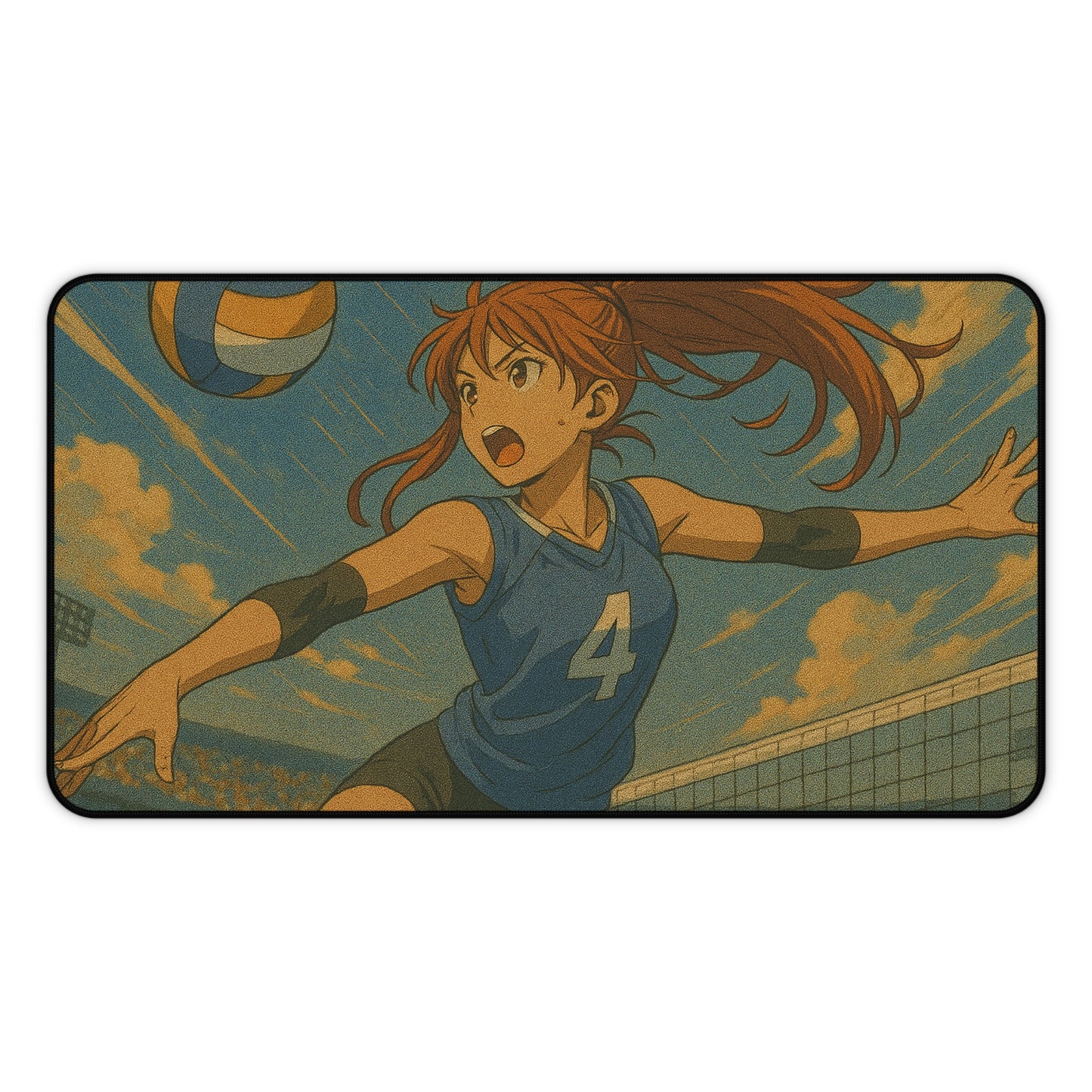 Sporty Volleyball Desk Mat, Gamer Mouse Pad, Anime Office Accessory, Fun Gift for Athletes, Unique Desk Decor