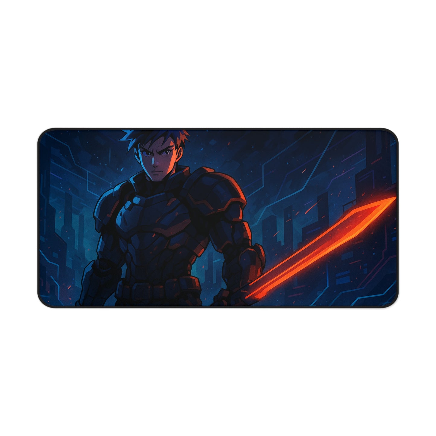 Futuristic Gamer Desk Mat, Cyberpunk Mouse Pad, Gaming Accessory, Office Decor, Gift for Gamers, Unique Desk Decor