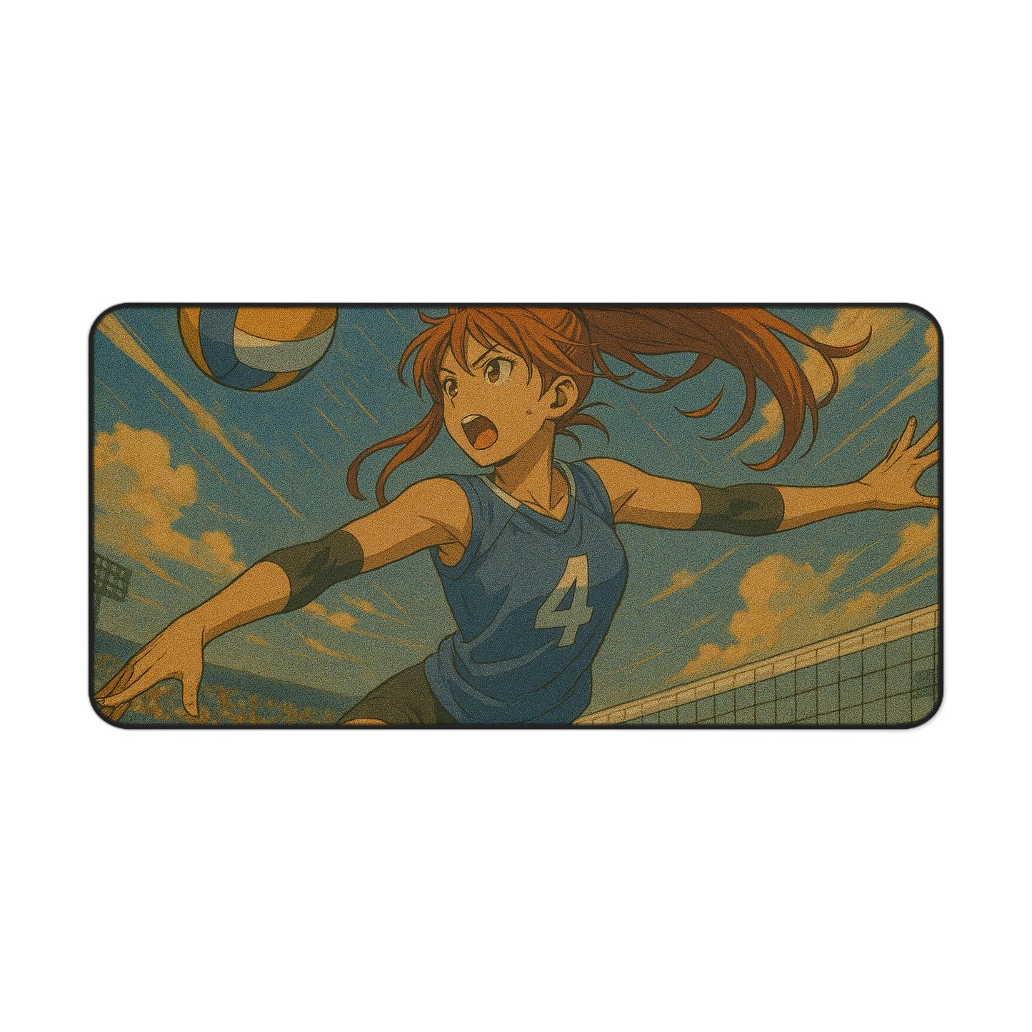 Sporty Volleyball Desk Mat, Gamer Mouse Pad, Anime Office Accessory, Fun Gift for Athletes, Unique Desk Decor