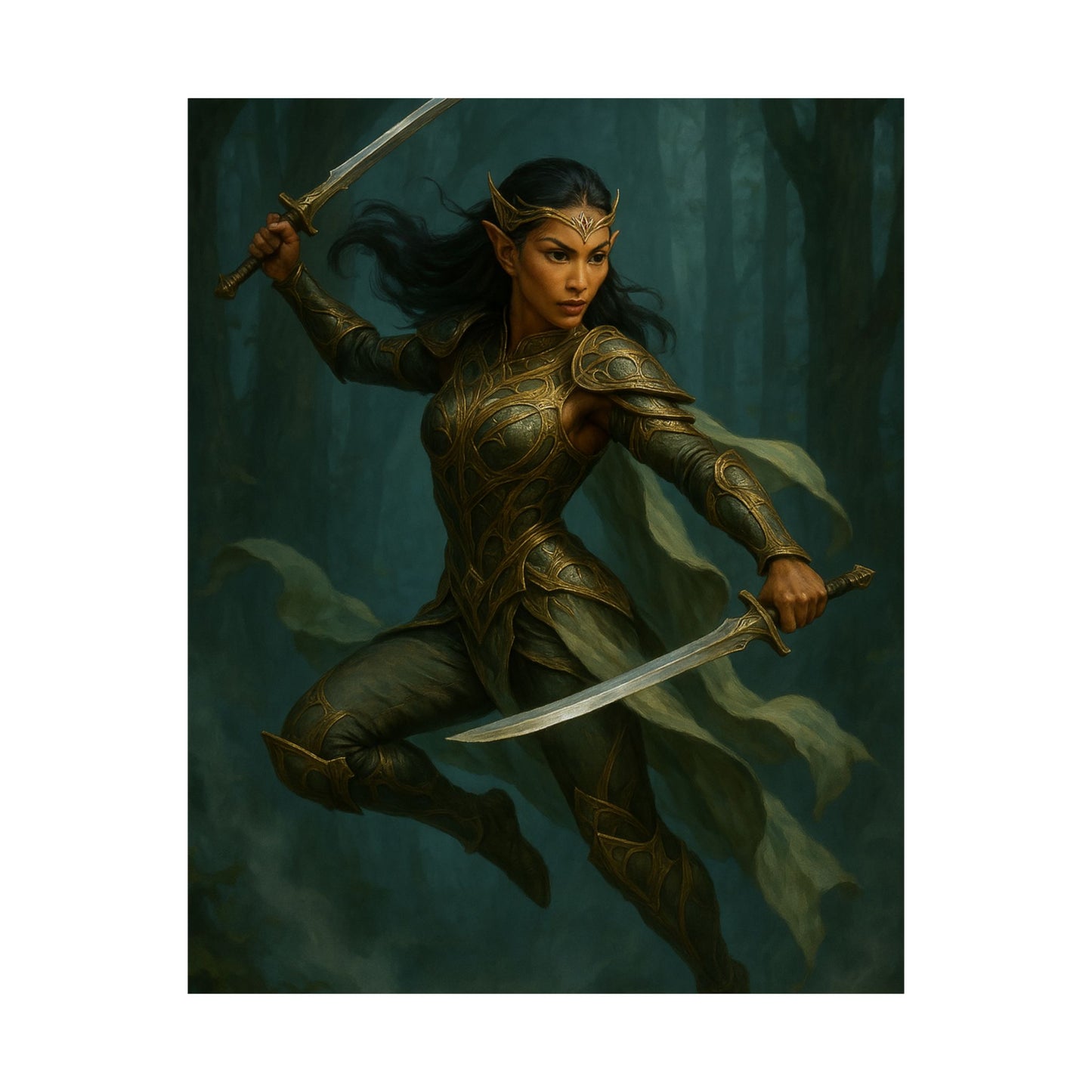 "Queen of the Mistblade" – Matte Vertical Fantasy Poster