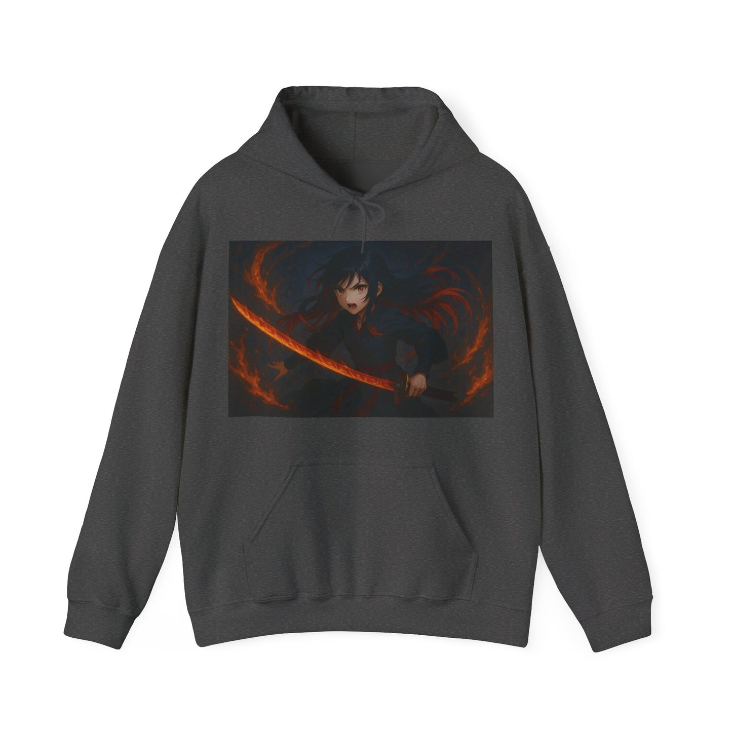 Fierce Samurai Hoodie, Anime Sweatshirt, Unisex Heavy Blend Hoodie, Cosplay Apparel, Gift for Anime Lovers