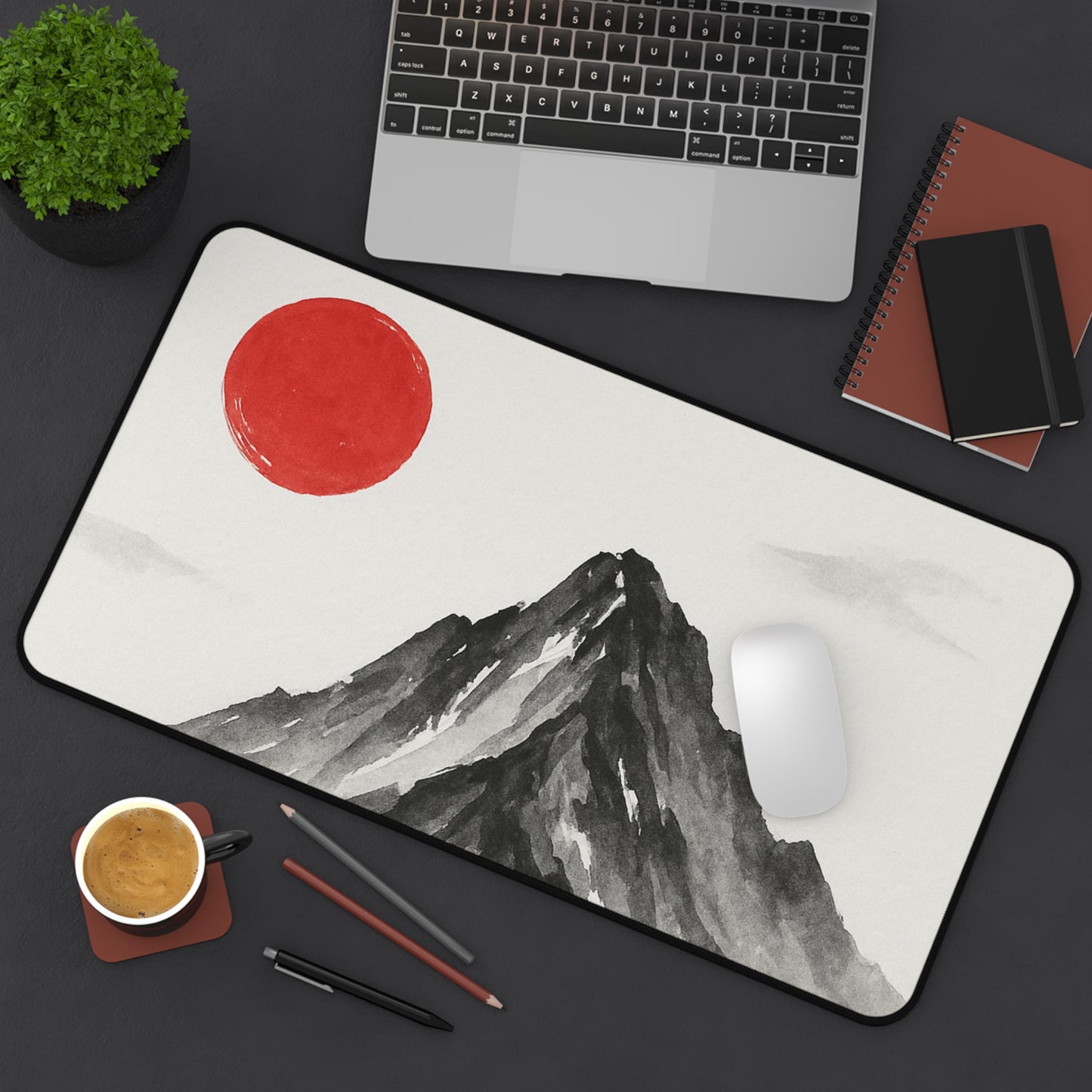 Mountain Sunrise Desk Mat, Minimalist Office Decor, Eco-Friendly Desk Accessory, Gift for Nature Lovers, Fun Workspace Ideas