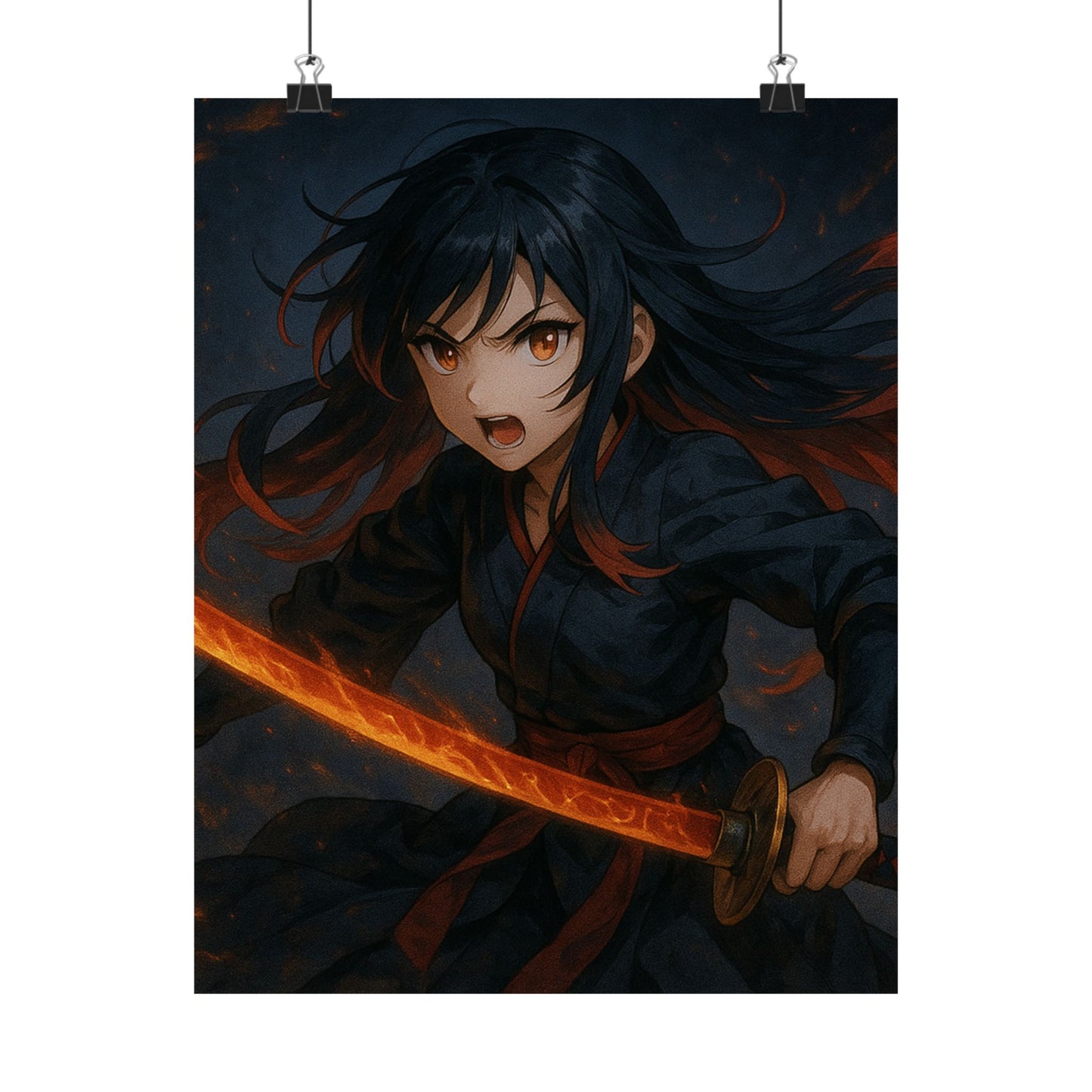 Dynamic Anime Art Satin Poster, Bold Artwork, Manga Decor Wall Art, Unique Gift for Fans, Room Aesthetic