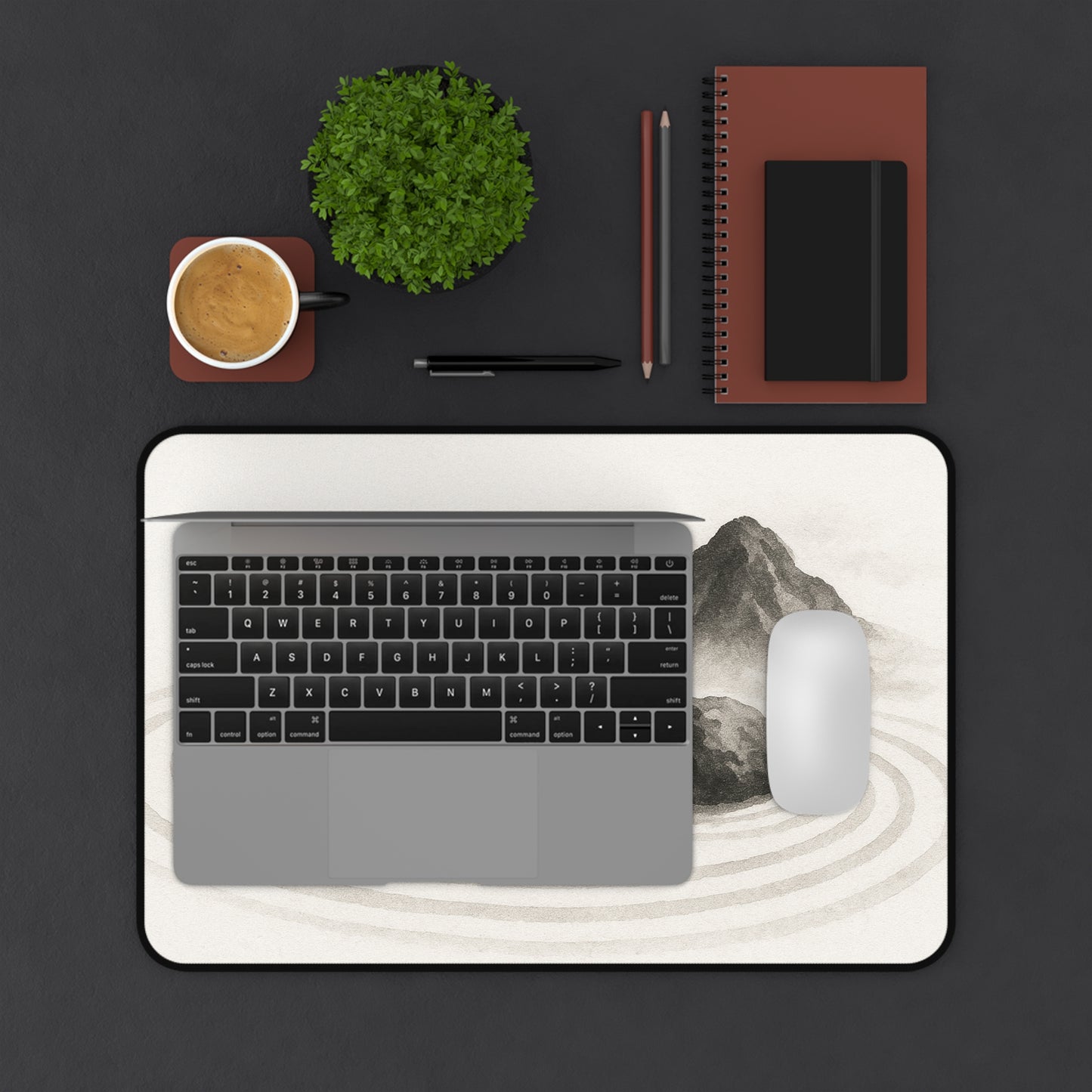 Zen Landscape Desk Mat, Meditation Office Decor, Japanese Inspired Desk Pad, Workspace Essentials, Gift for Home Office