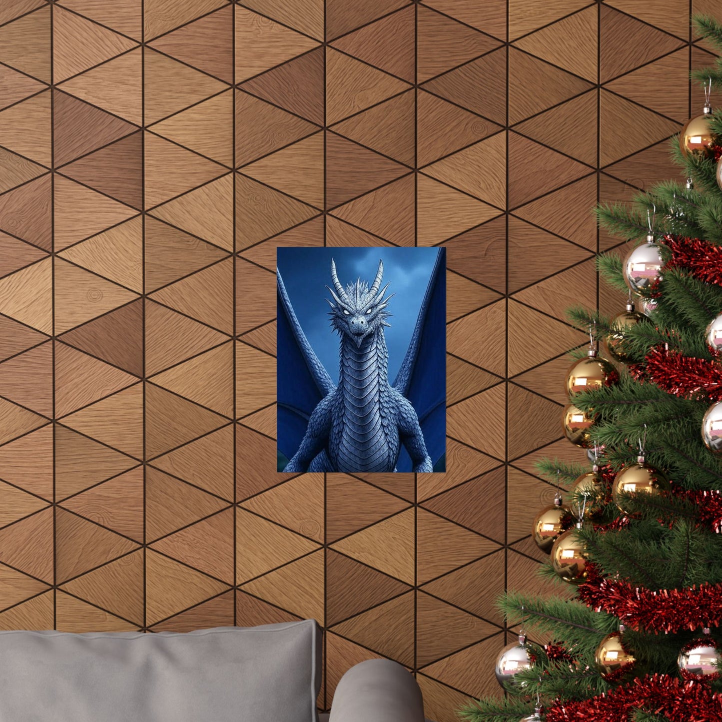 Dragon Wall Art, Matte Vertical Posters, Fantasy Home Decor, Unique Blue Dragon Art Print, Gift for Fantasy Lovers, Poster Prints, Wall