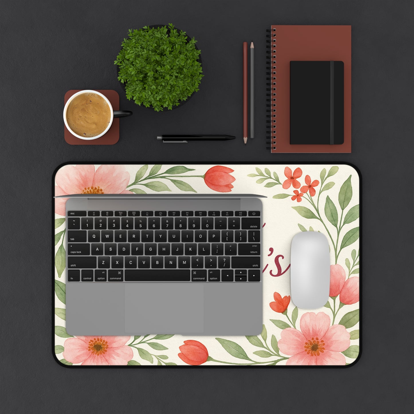 Floral Mothers Day Desk Mat, Elegant Workspace Decor, Gift for Mom, Home Office Accessory, Personalized Desk Decoration