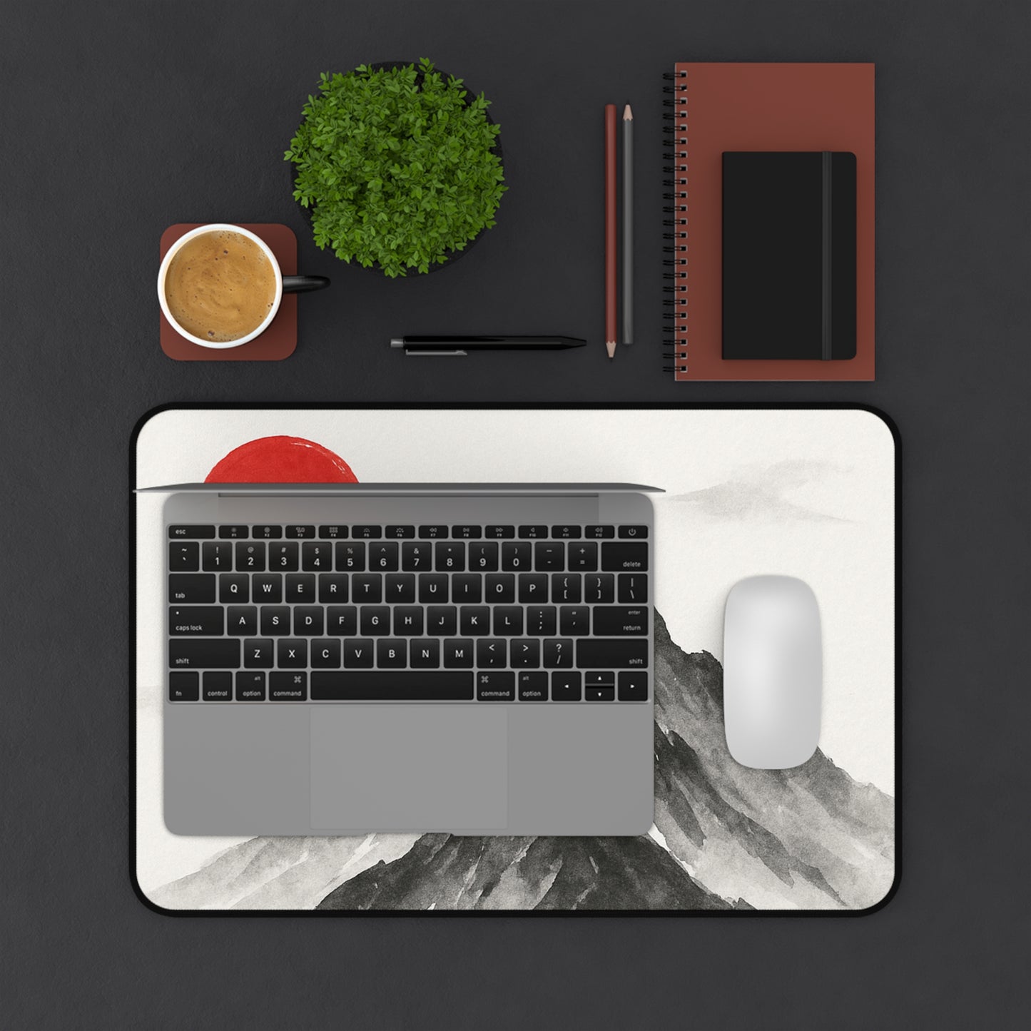 Mountain Sunrise Desk Mat, Minimalist Office Decor, Eco-Friendly Desk Accessory, Gift for Nature Lovers, Fun Workspace Ideas
