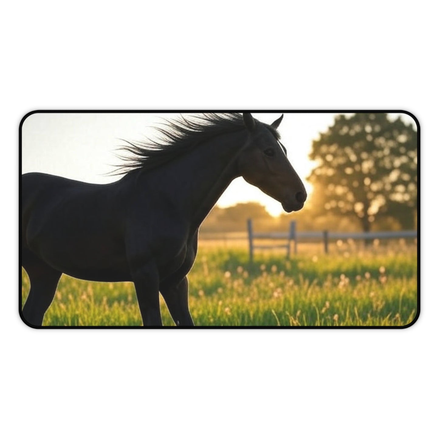 Elegant Horse Desk Mat, Black Horse Mouse Pad, Office Decor, Equestrian Gifts, Rustic Home Office Accessories