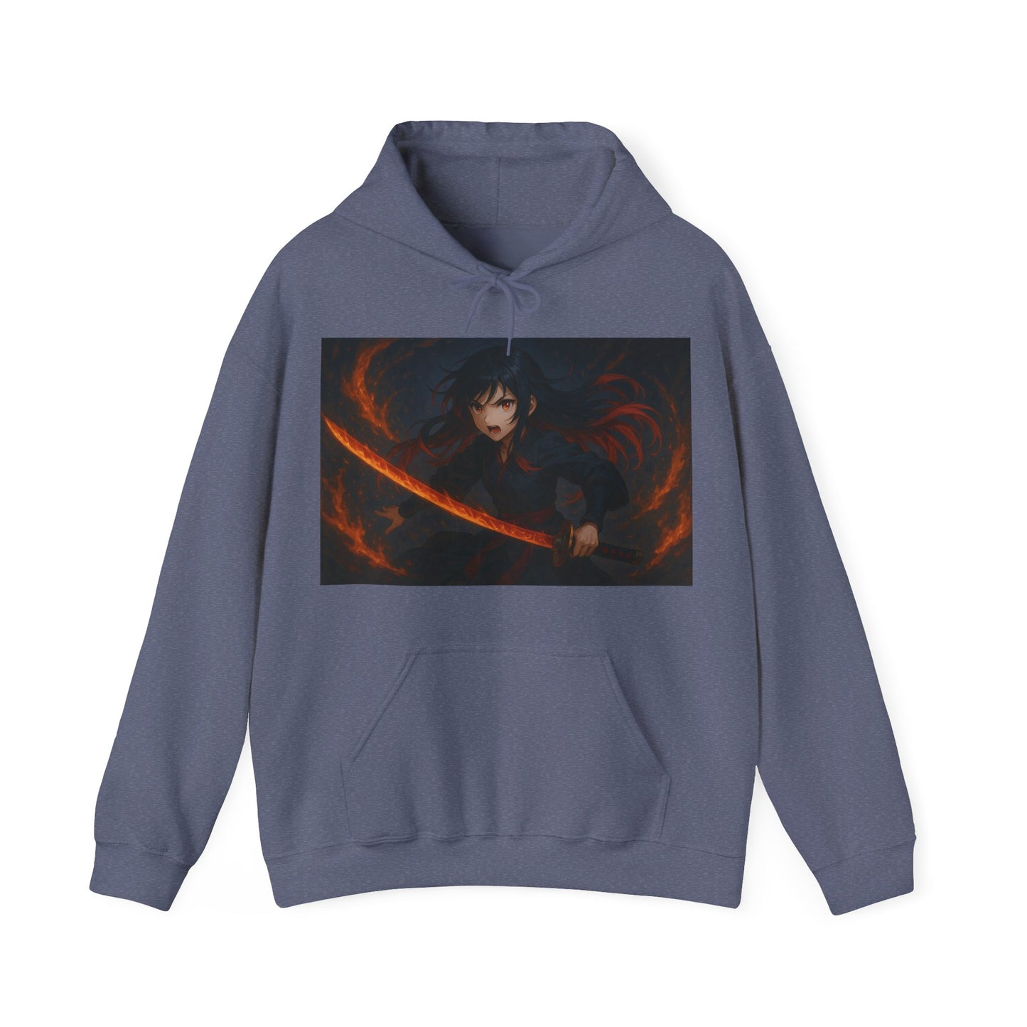 Fierce Samurai Hoodie, Anime Sweatshirt, Unisex Heavy Blend Hoodie, Cosplay Apparel, Gift for Anime Lovers