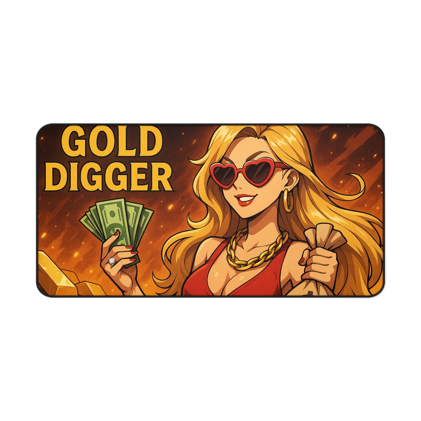 Gold Digger Desk Mat - Fun Office Decor, Gamer Mouse Pad, Gift for Her, Stylish Workspace, Trendy Desk Accessories